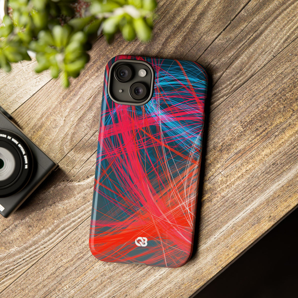 Neon Fiber Stream · Tough Phone Case for iPhone · Red