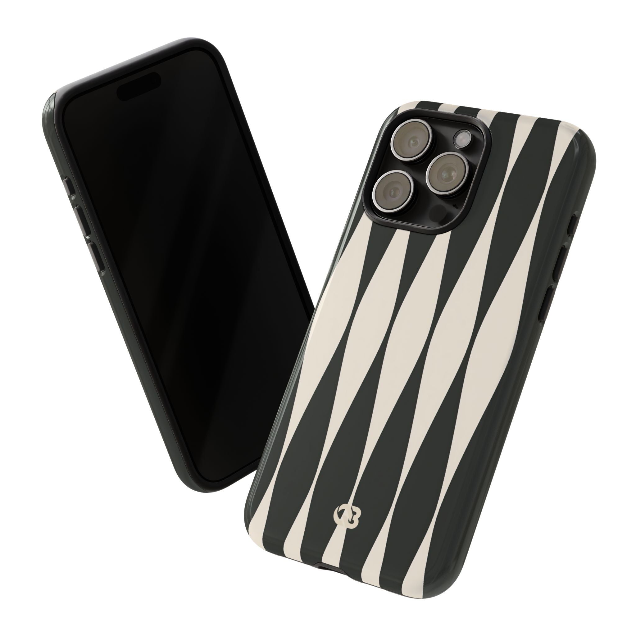 Black Tough Phone Case for iPhone - Ivory Spindle Grid