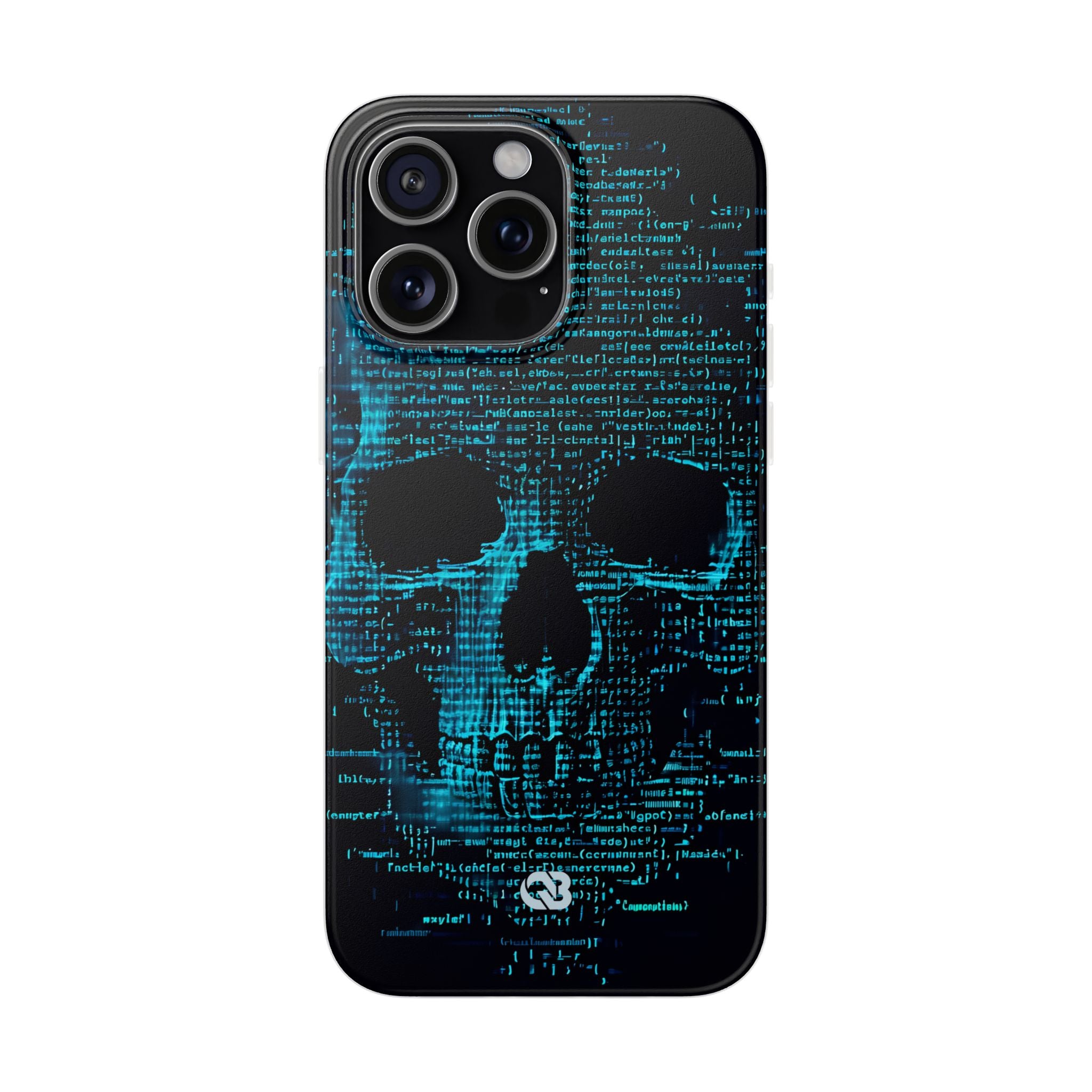 Cyan Glitch Skull · Soft Phone Case for iPhone