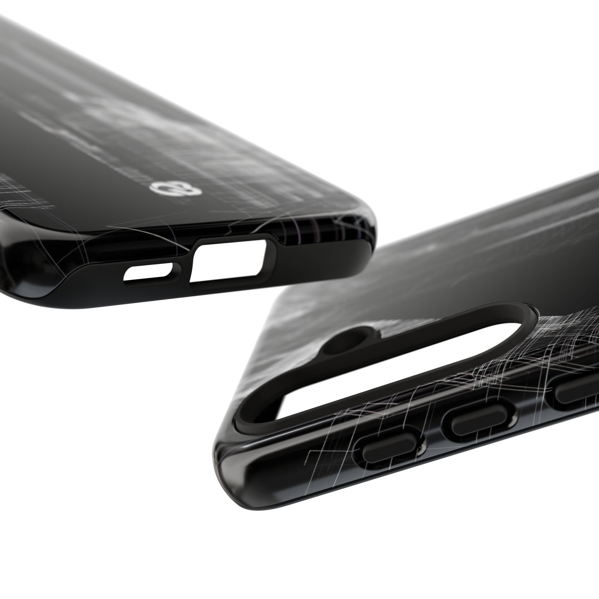 Black Tough Phone Case for Samsung - Ghost Urban Wireframe