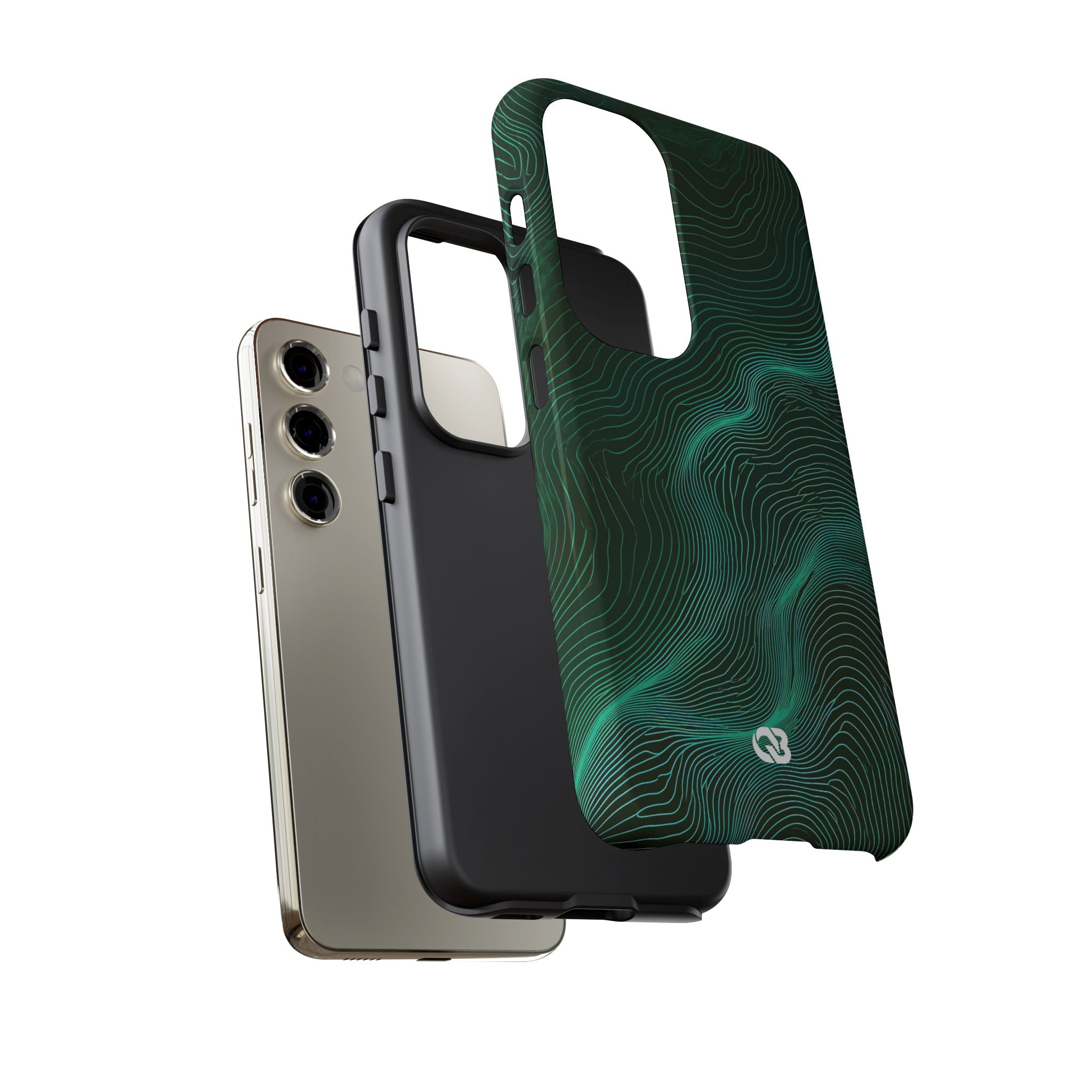 Teal Tough Phone Case for Samsung - Neon Jade Contour