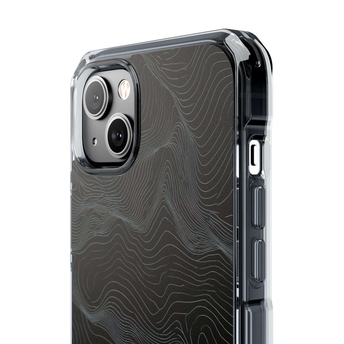 Obsidian Contour Elevation · Clear Impact Magnetic Phone Case for iPhone · Black