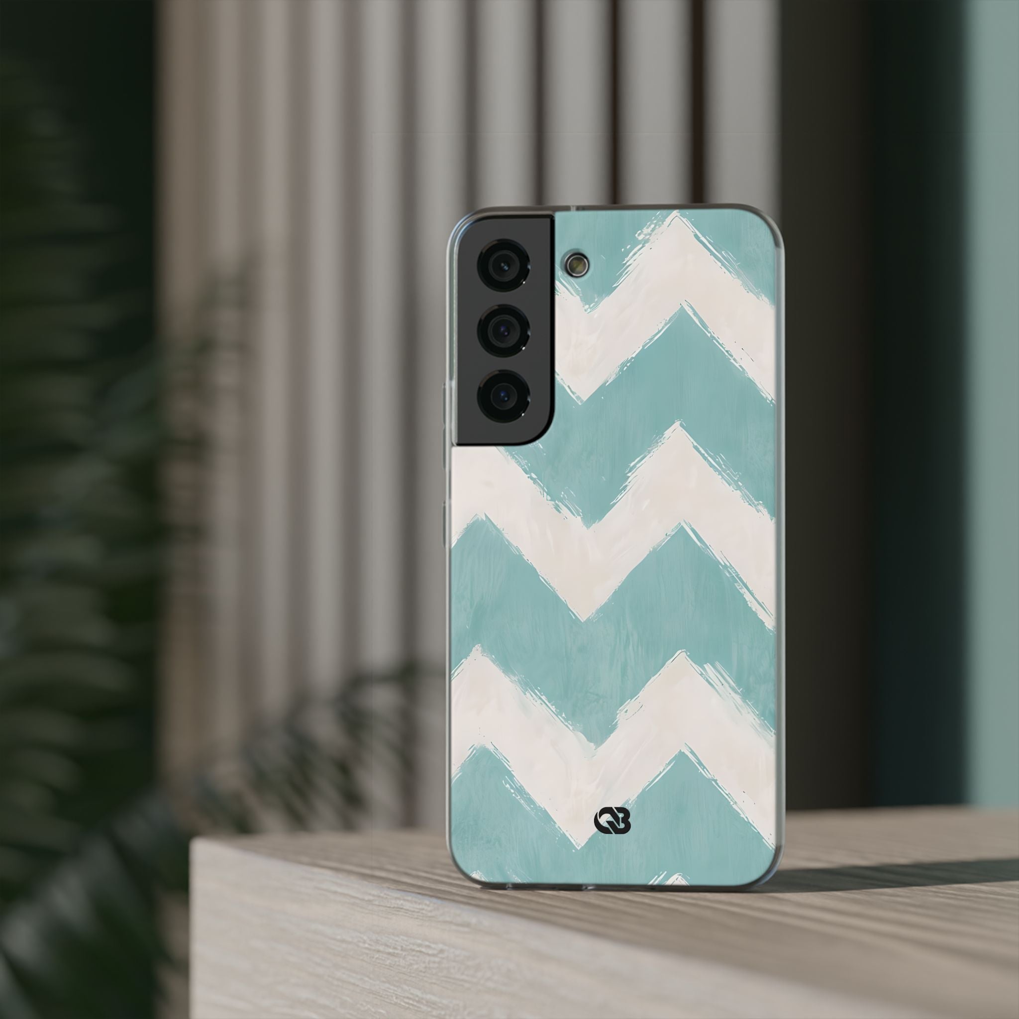 Teal Painted Chevron · Soft Phone Case for Samsung