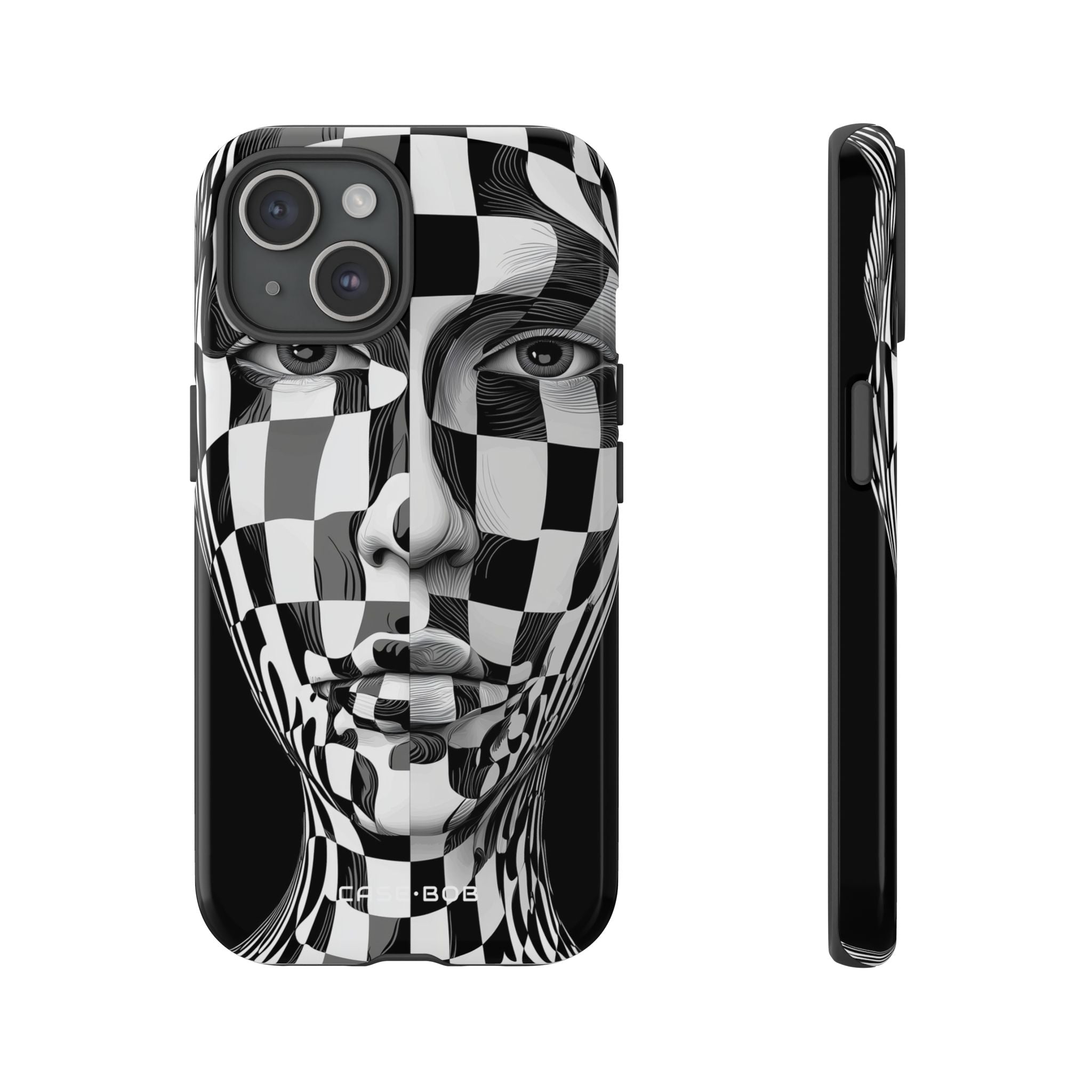 Checkered Face iPhone 15 Case - Tough