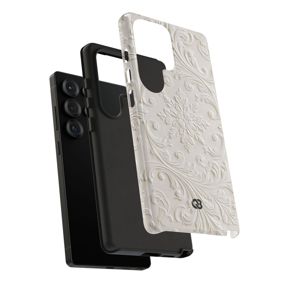 Ivory Baroque Relief · Tough Phone Case for Samsung · White