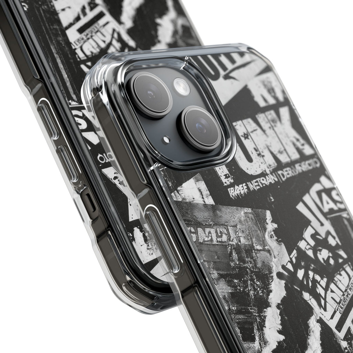 Underground Punk Collage · Clear Impact Magnetic Phone Case for iPhone · Black