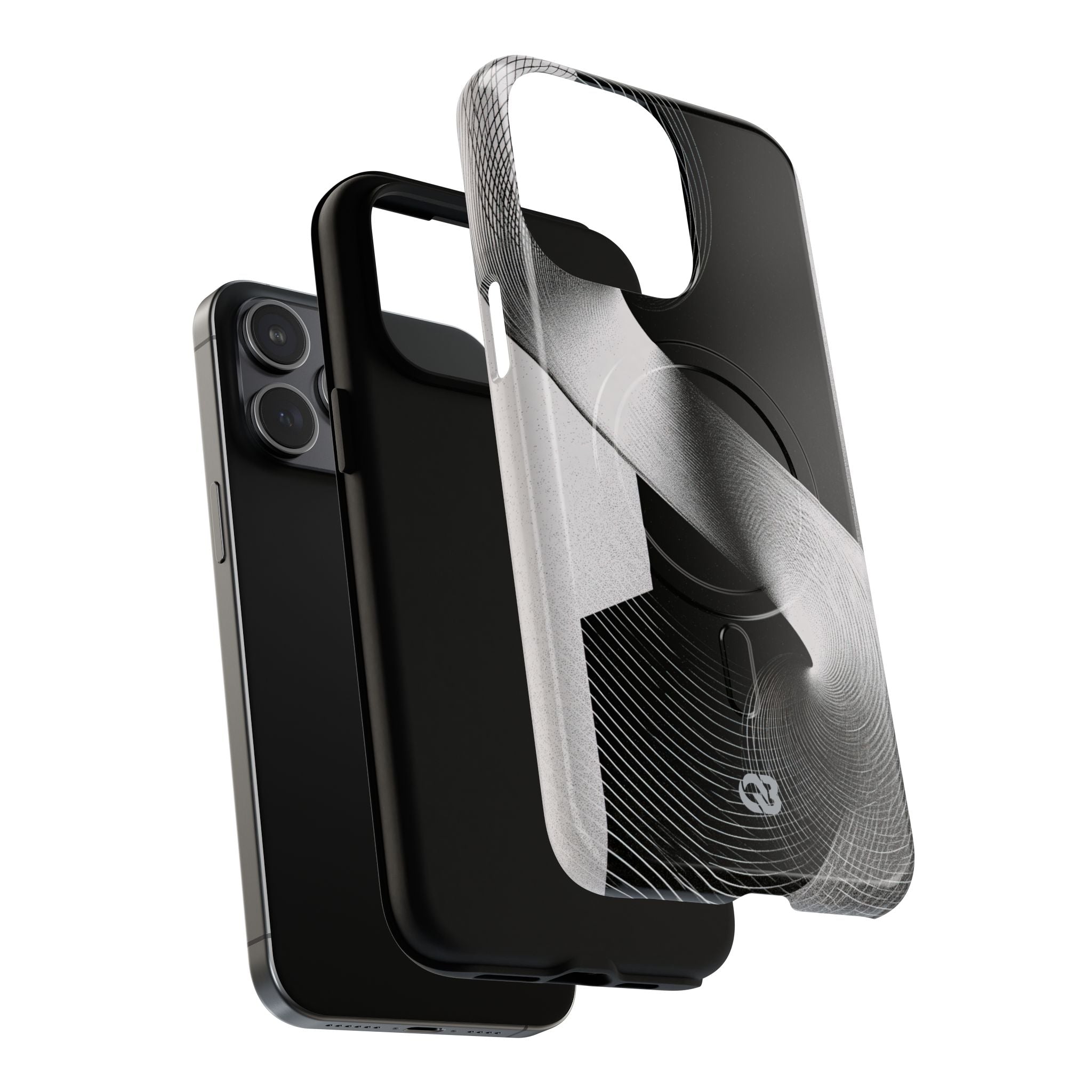 Grey Tough 2.0 Magsafe Phone Case for iPhone - Obsidian Moiré Wave
