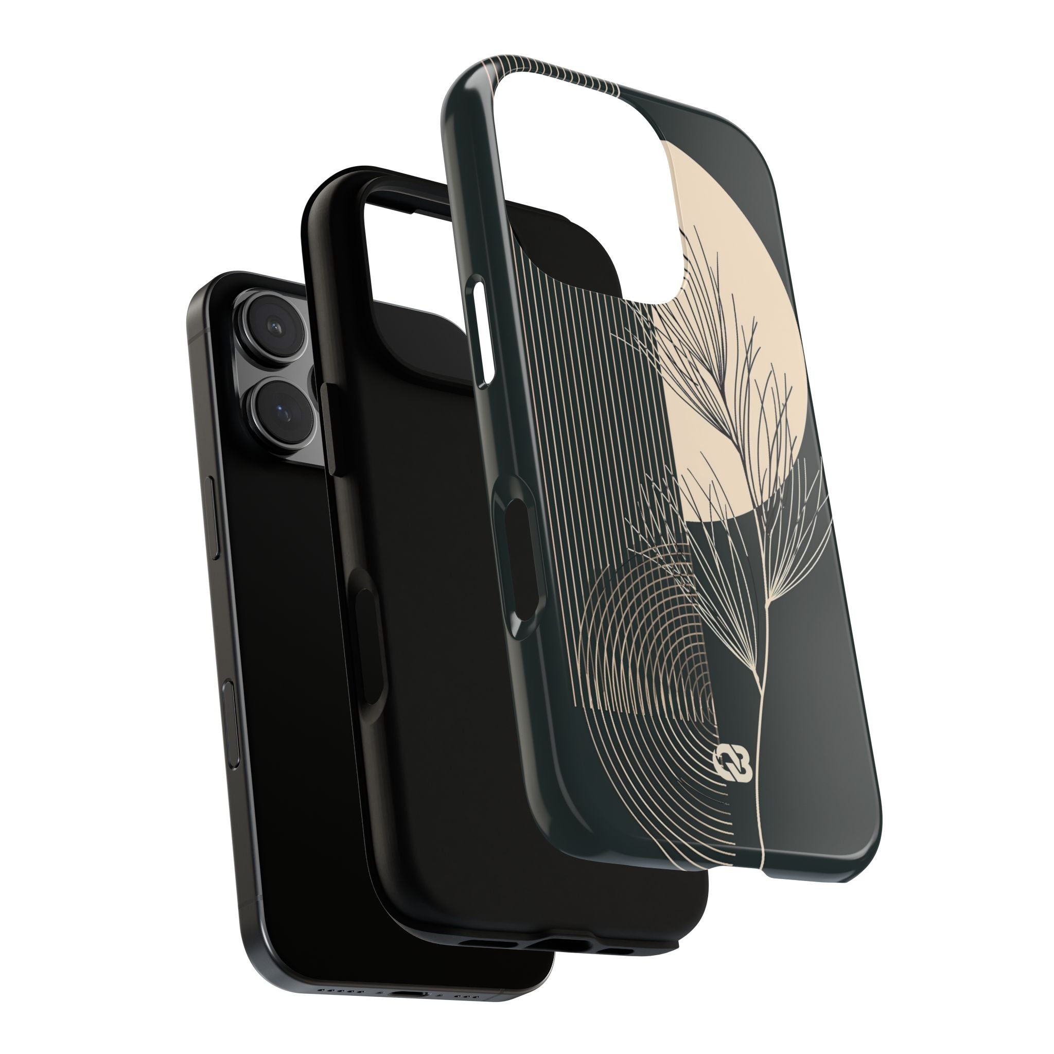 Black Tough Phone Case for iPhone - Obsidian Sand Willow