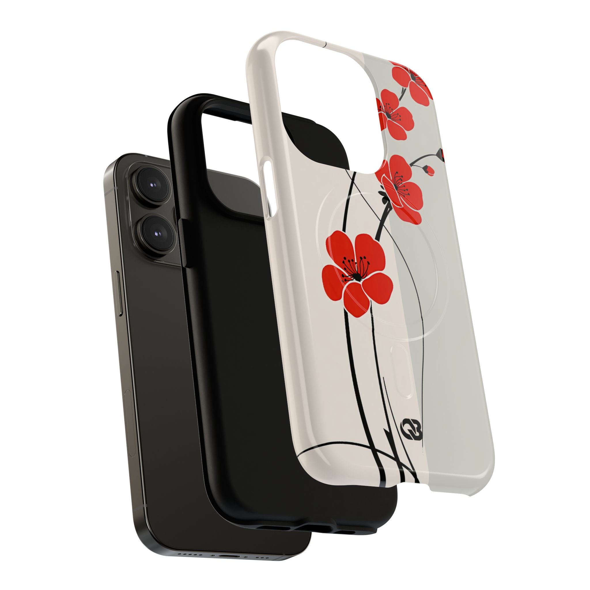 Red Tough 2.0 Magsafe Phone Case for iPhone - Crimson Plum Ink