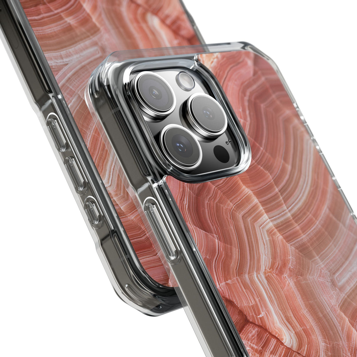 Blushing Rose Strata · Clear Impact Magnetic Phone Case for iPhone · Pink