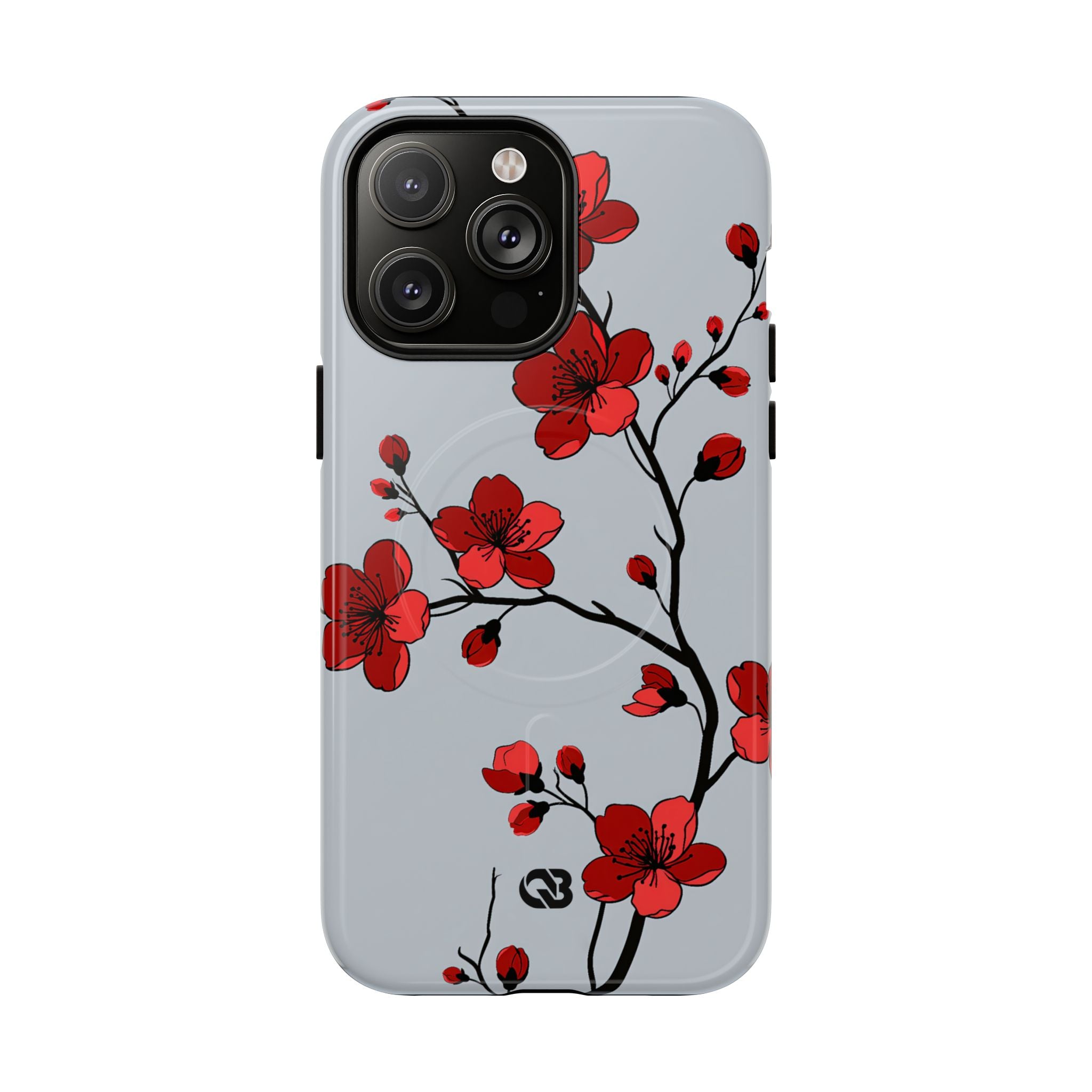 Grey Tough 2.0 Magsafe Phone Case for iPhone - Crimson Blossom Onyx