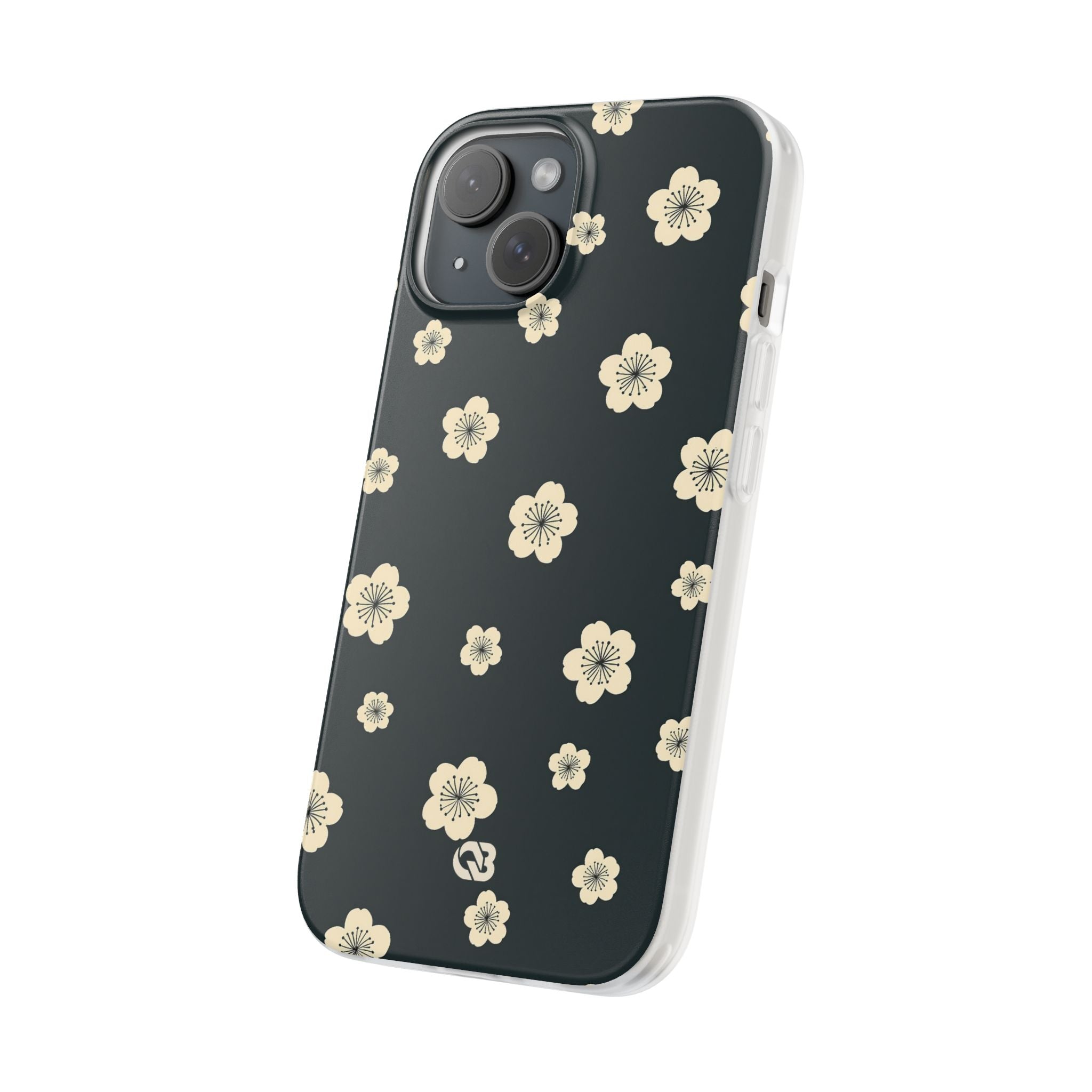 Teal Lite Phone Case for iPhone - Obsidian Cream Petals