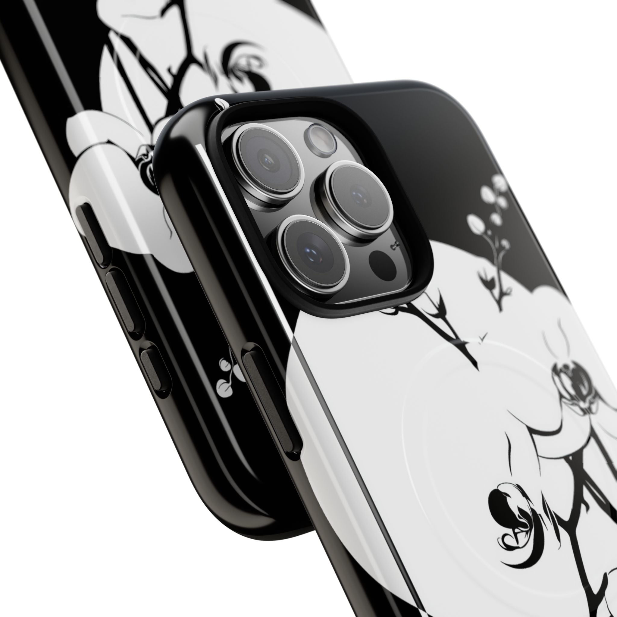 Black Tough 2.0 Magsafe Phone Case for iPhone - Lunar Orchid Grid
