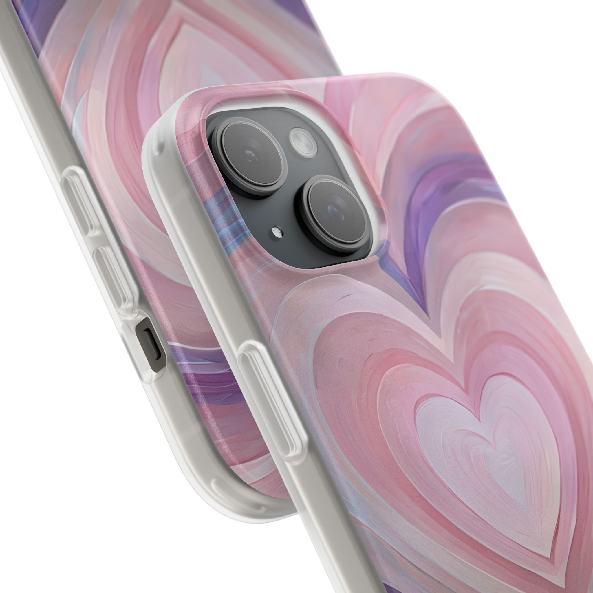 Lavender Pulse Hearts · Soft Mobilskal för iPhone