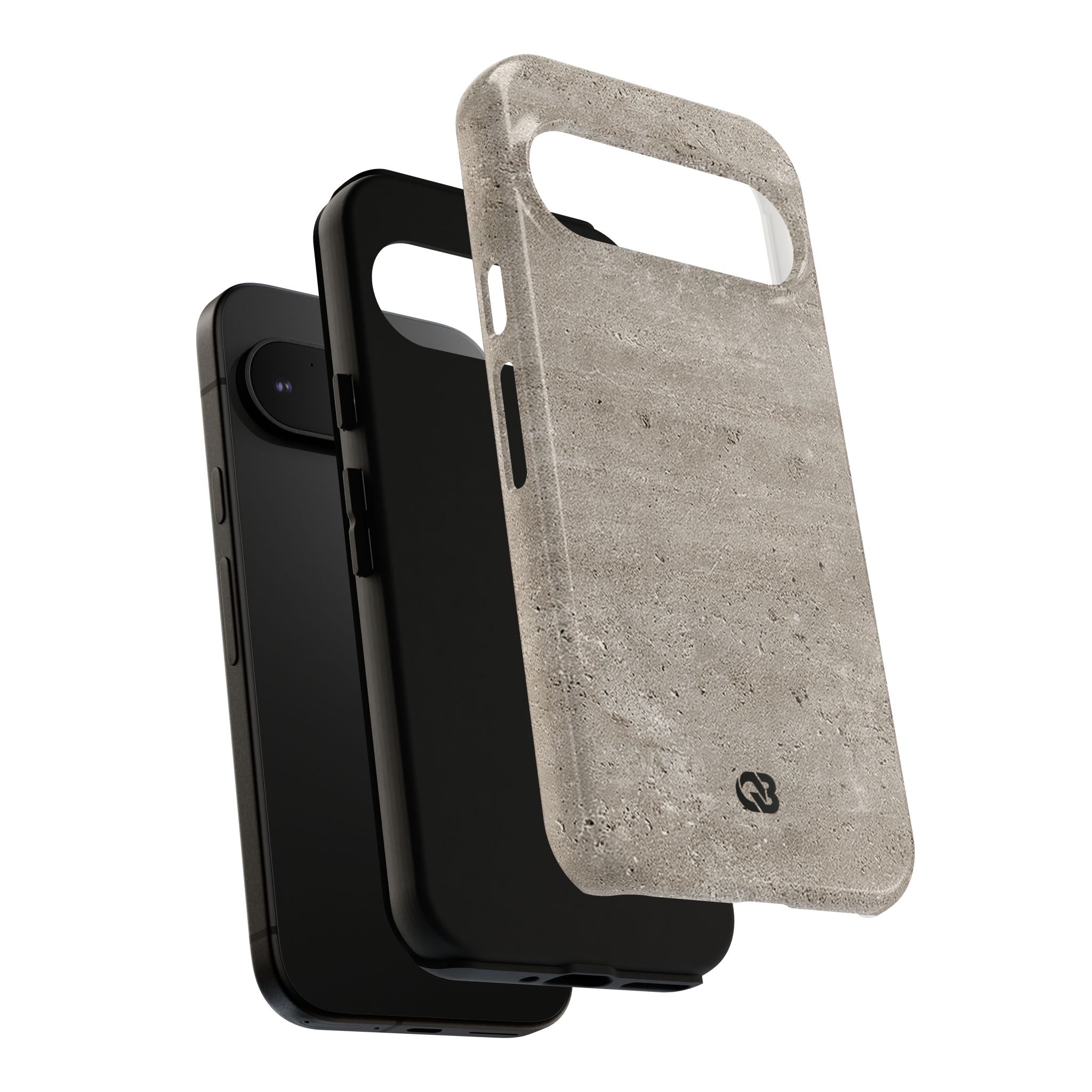 Grey Tough Phone Case for Google Pixel - Brutalist Stone Grit