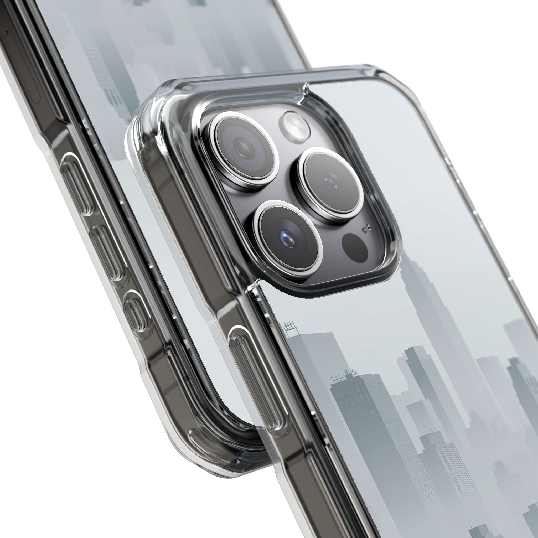 Grey Impact MagSafe Phone Case for iPhone - Steel Mist Skyline