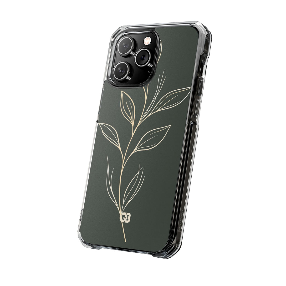 Minimal Botanical Stem · Clear Impact Magnetic Phone Case for iPhone · Green