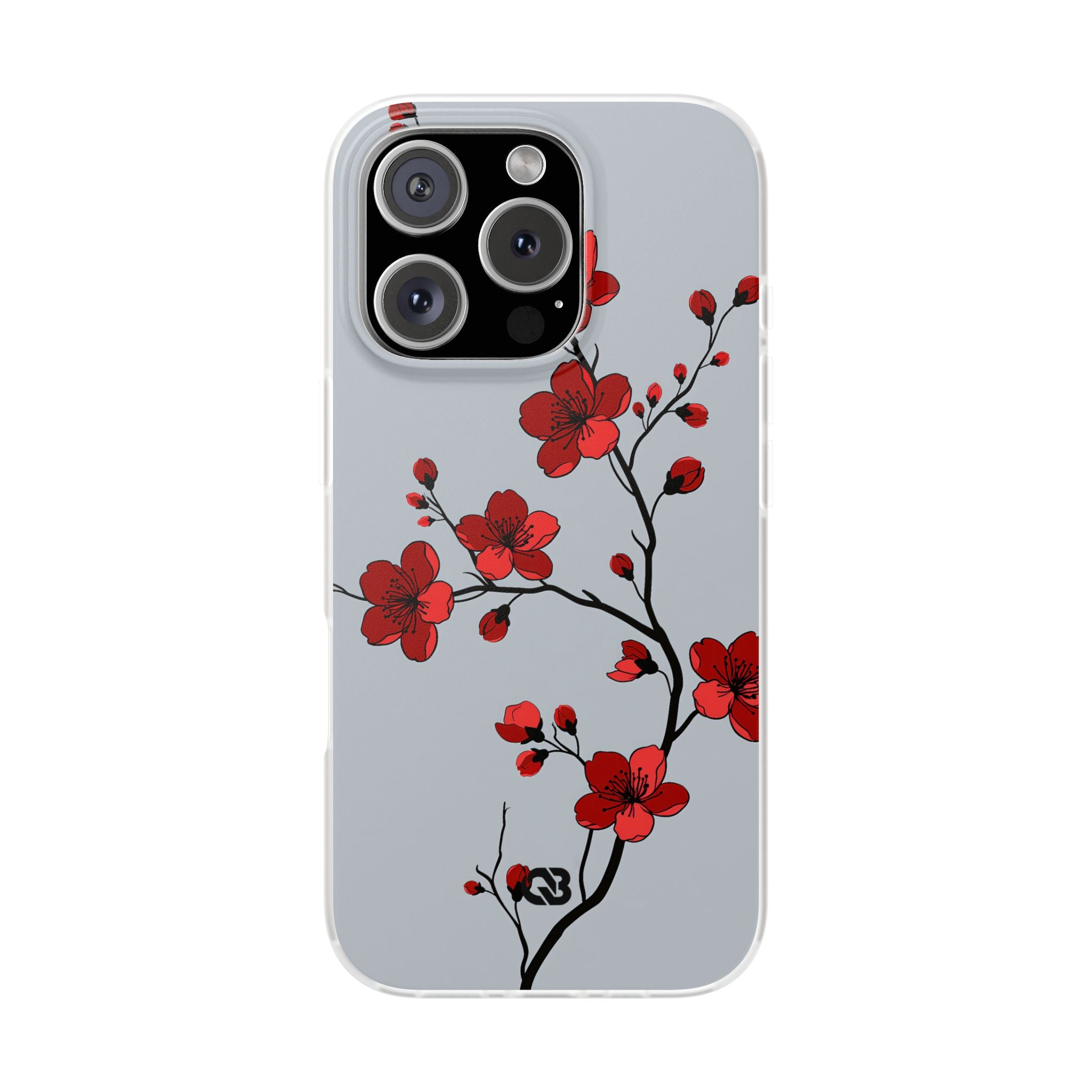 Grey Lite Phone Case for iPhone - Crimson Blossom Onyx
