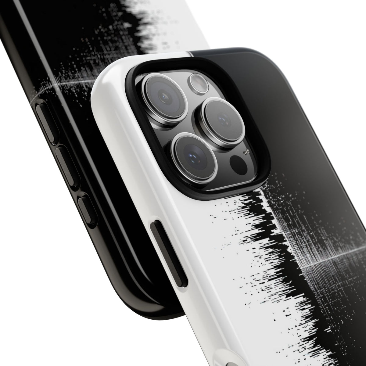Black Tough Phone Case for iPhone - Static Signal Split