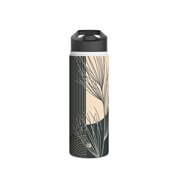 Botanical Crescent Linework · Insulated Water Bottle · Green