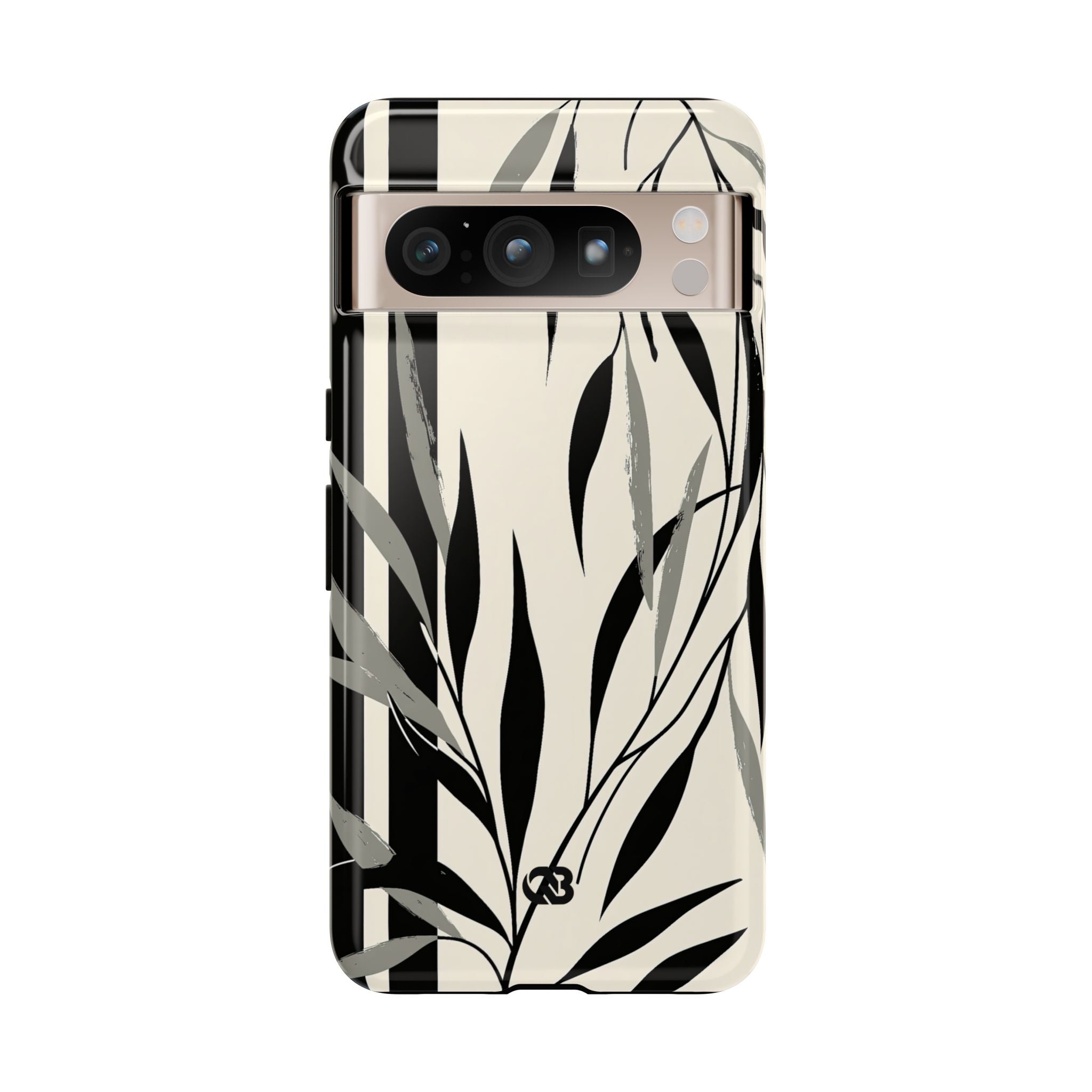 Beige Tough Phone Case for Google Pixel - Soot Leaf Sketch