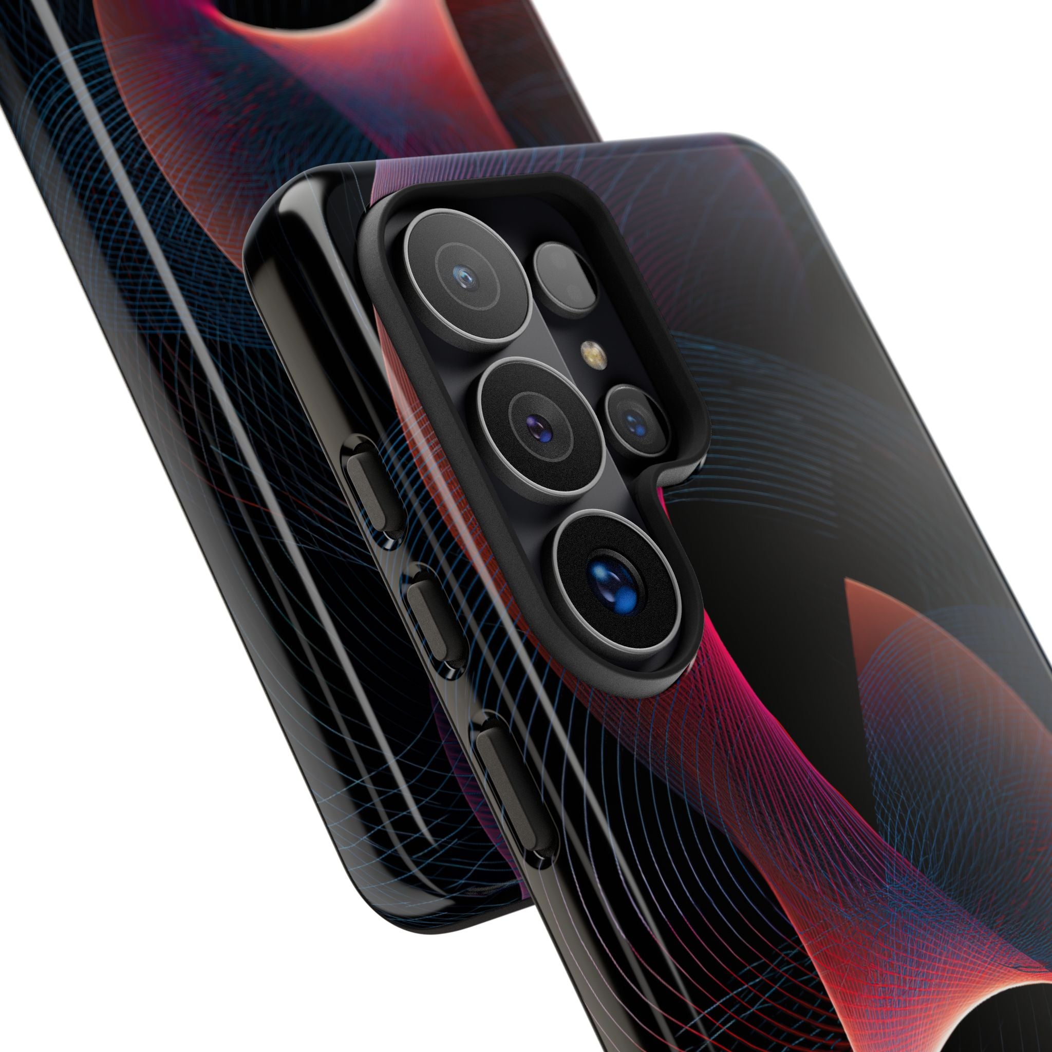 Black Tough Phone Case for Samsung - Cobalt Crimson Flux