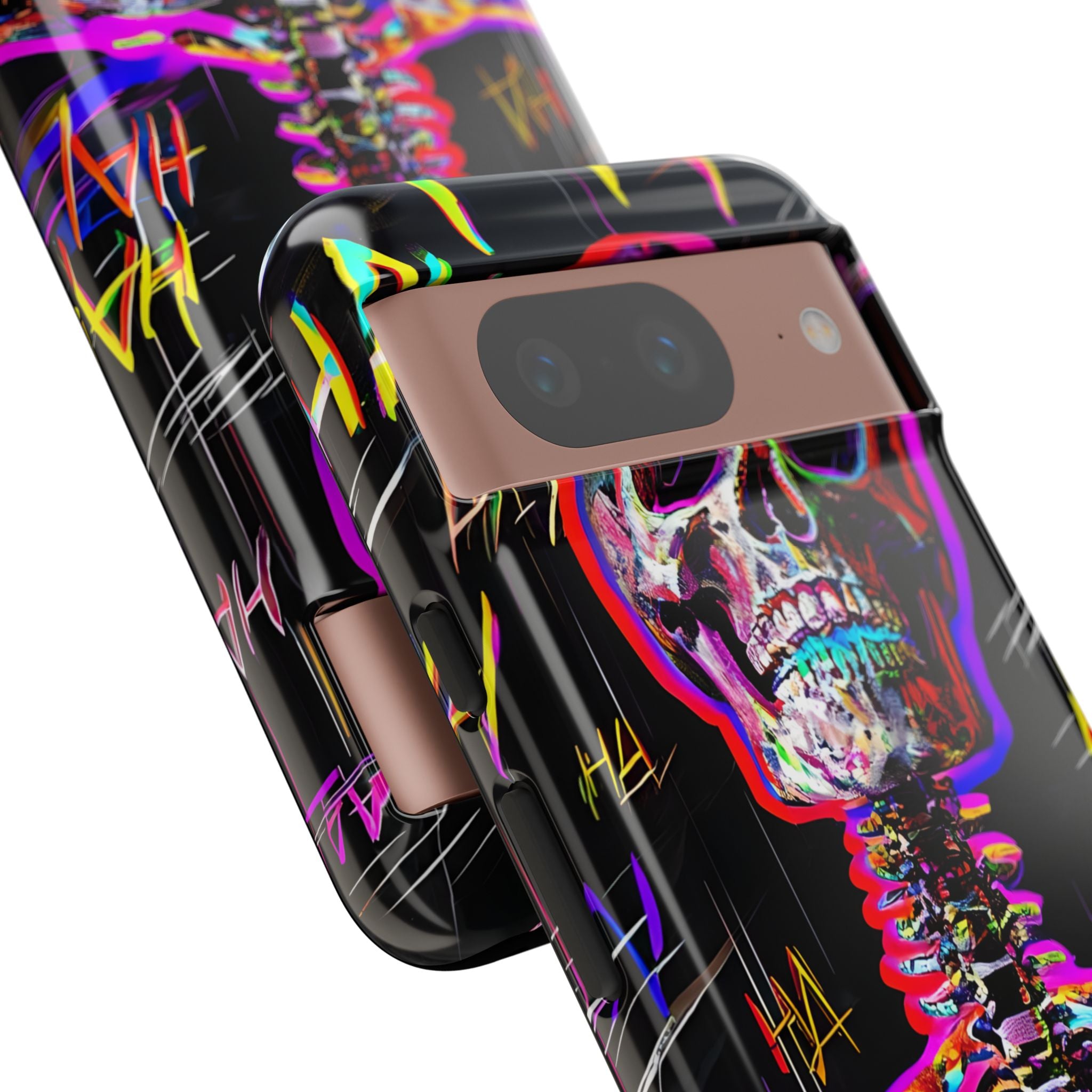 Neon Glitch Skeleton · Tough Handyhülle für Google Pixel