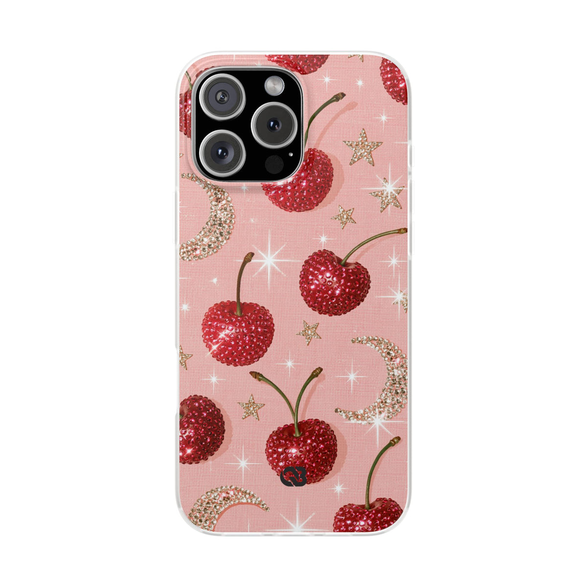 Bedazzled Ruby Cherries · Lite Phone Case for iPhone · Pink