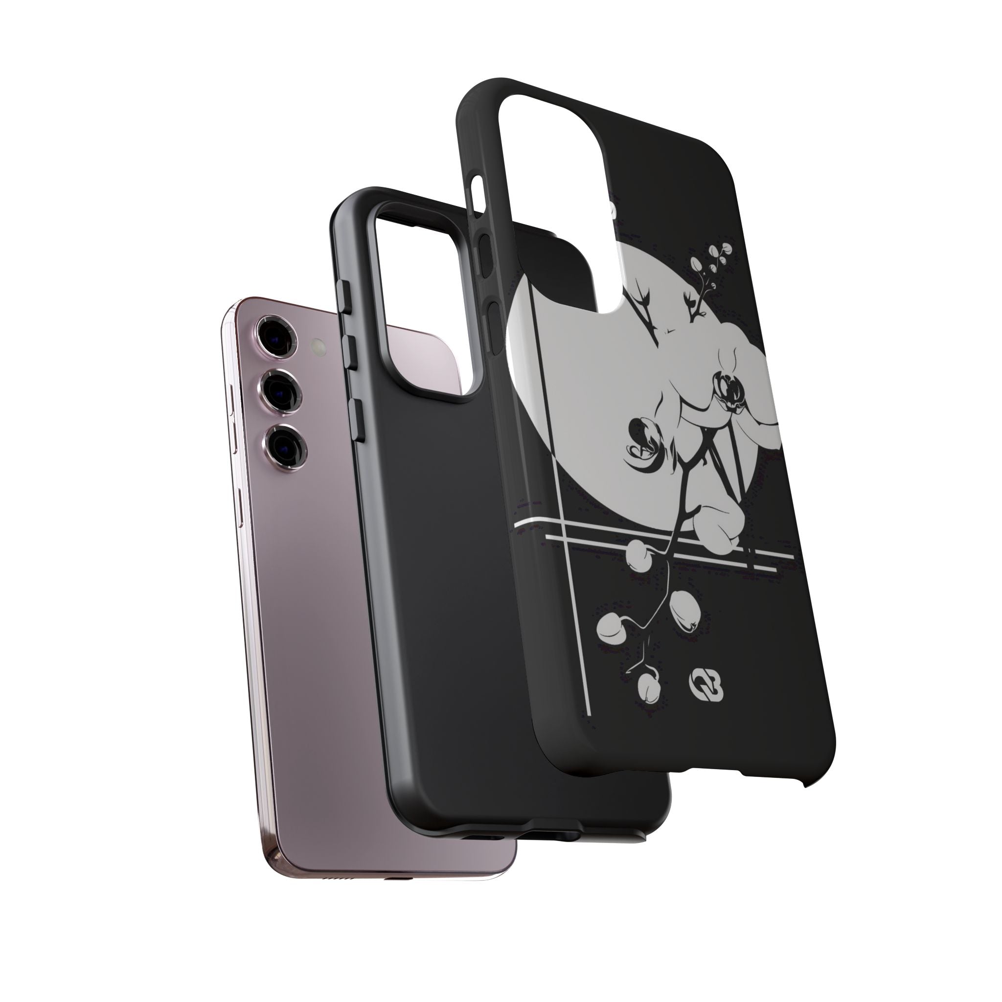 Black Tough Phone Case for Samsung - Lunar Orchid Grid