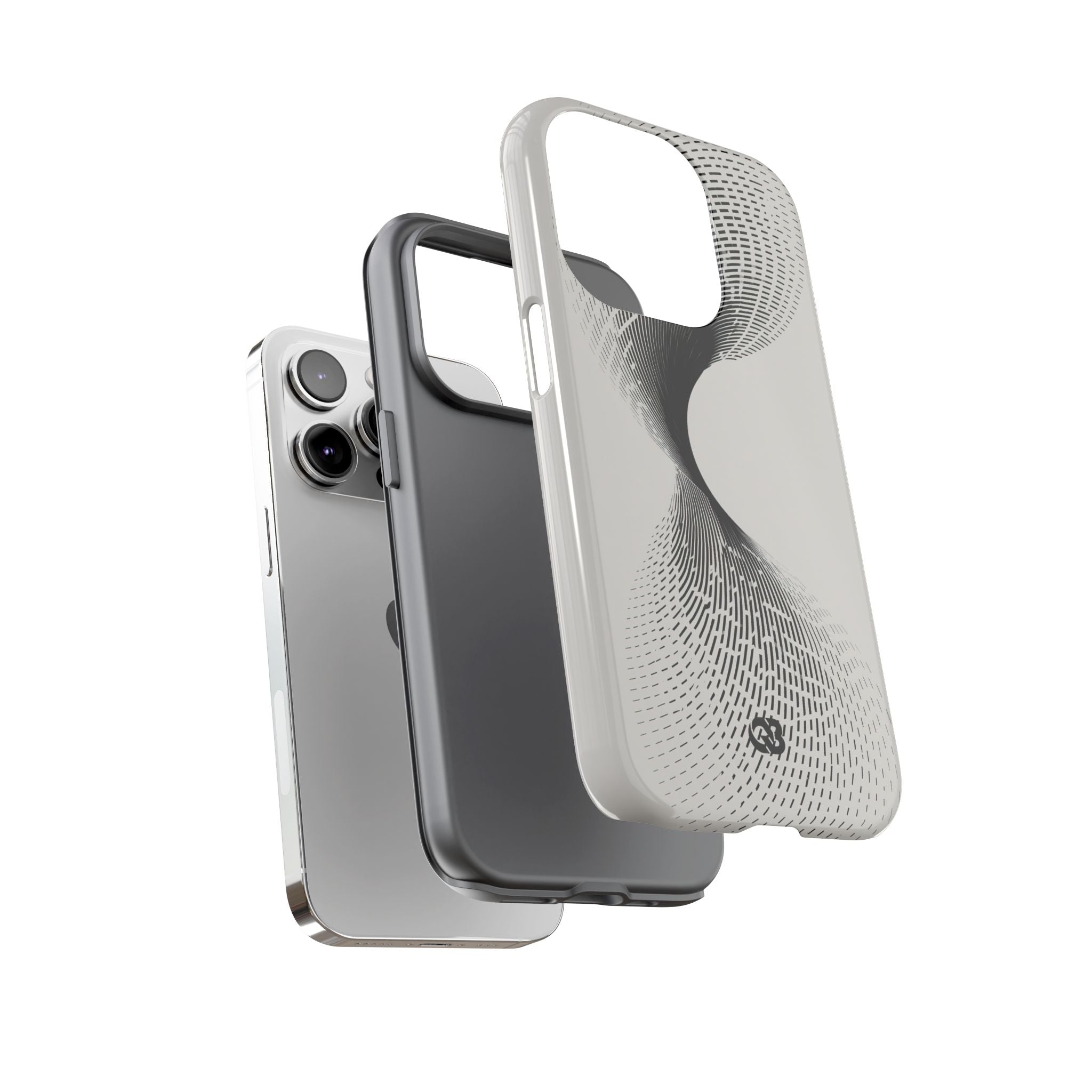 White Tough Phone Case for iPhone - Linear Torsion Grid