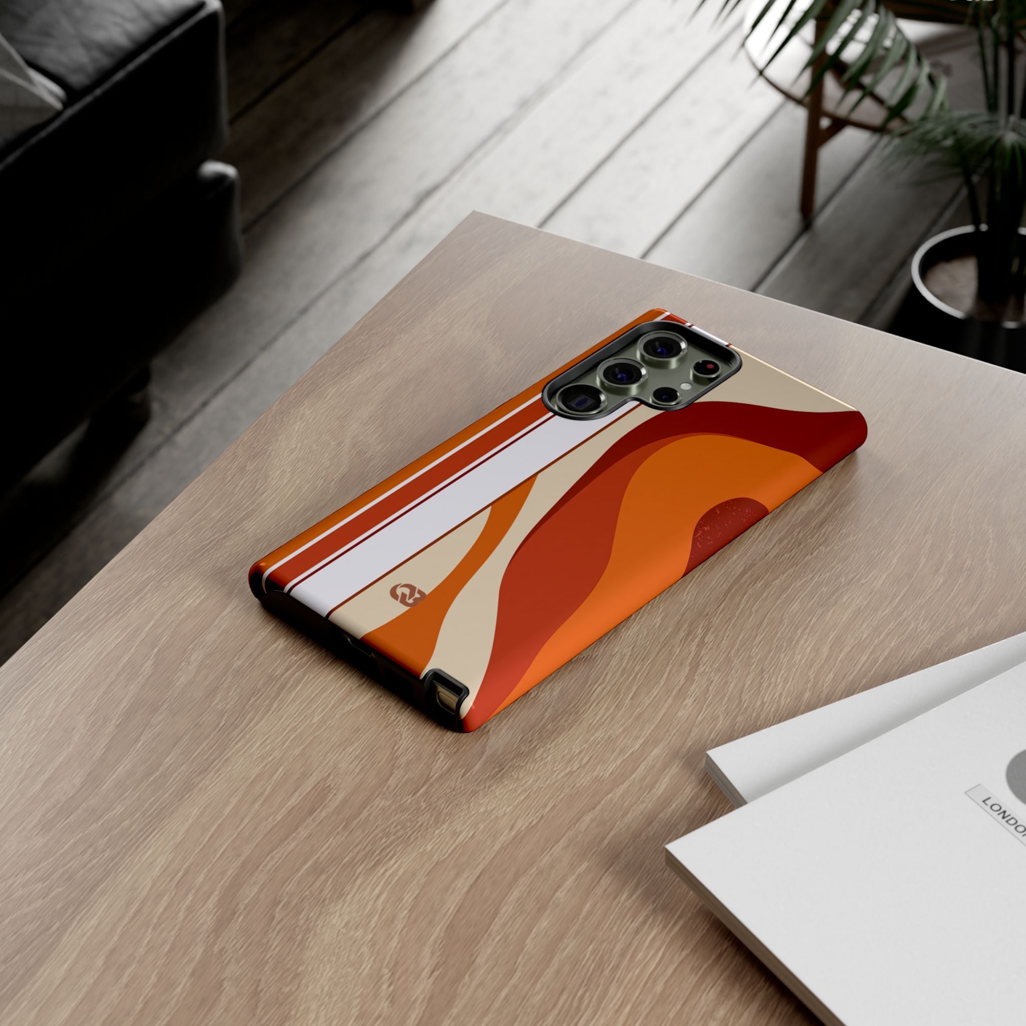 Orange Tough Phone Case for Samsung - Terracotta Metro Line