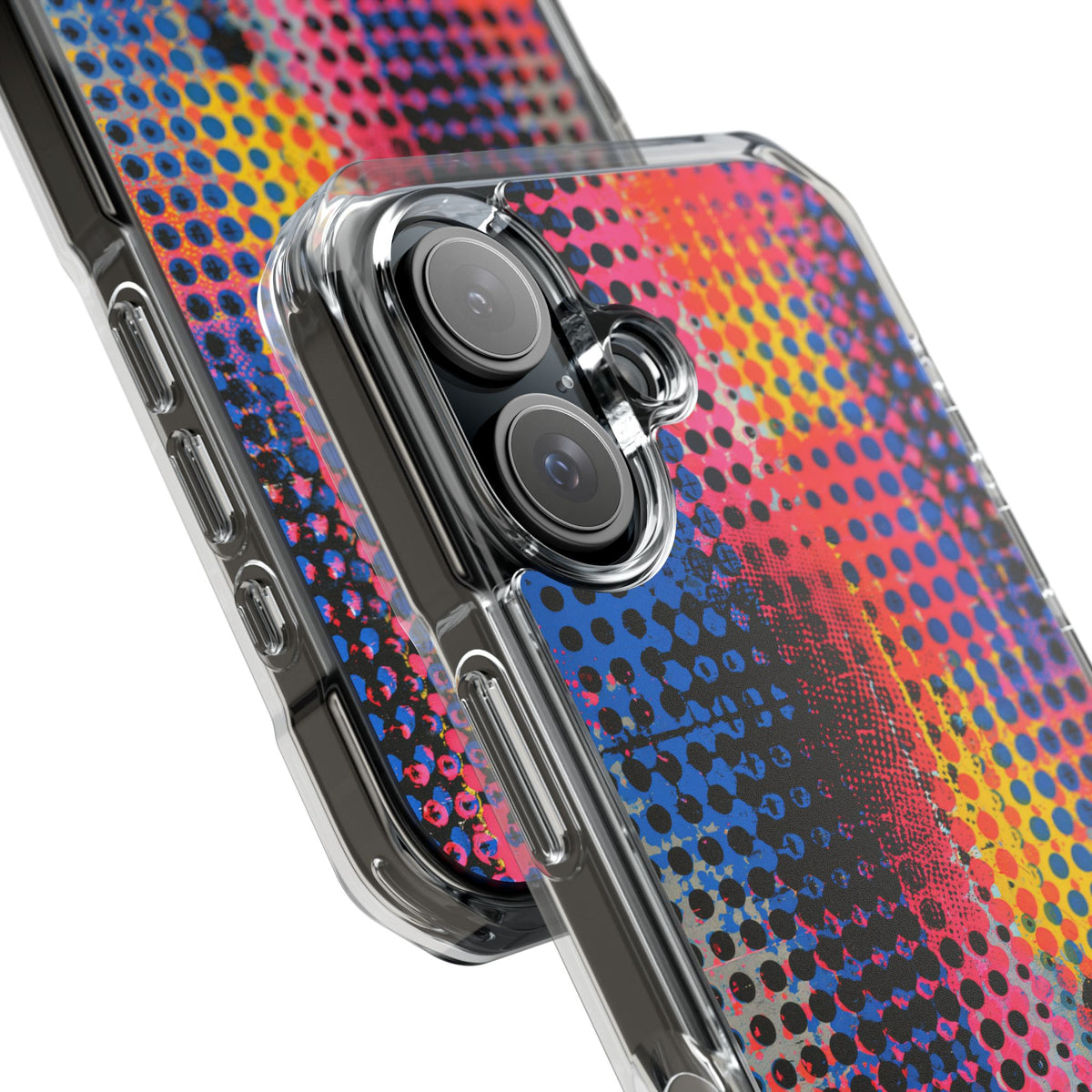 Chromatic Halftone Grid · Clear Impact Magnetic Phone Case for iPhone · Blue