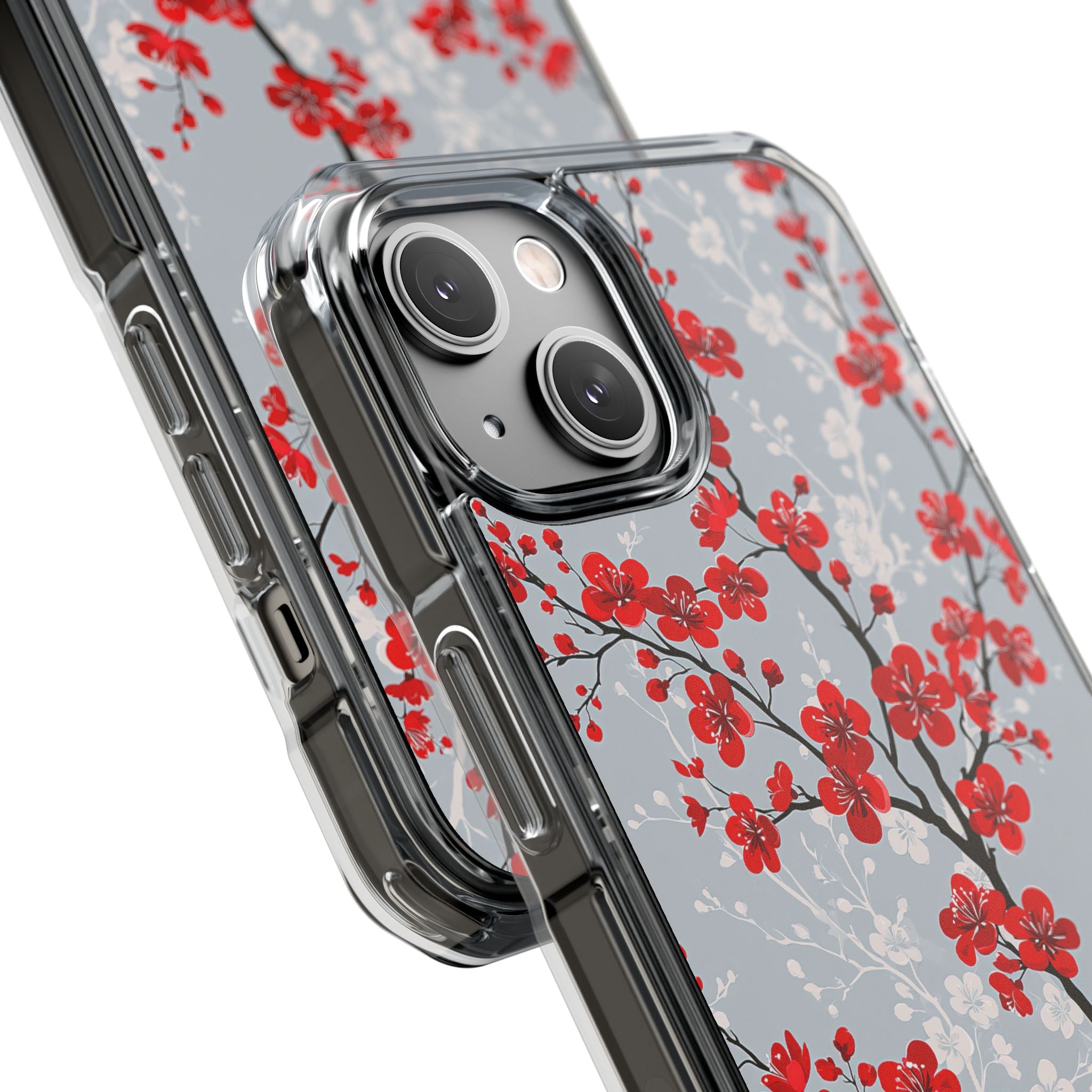 Grey Impact MagSafe Phone Case for iPhone - Crimson Sakura Slate