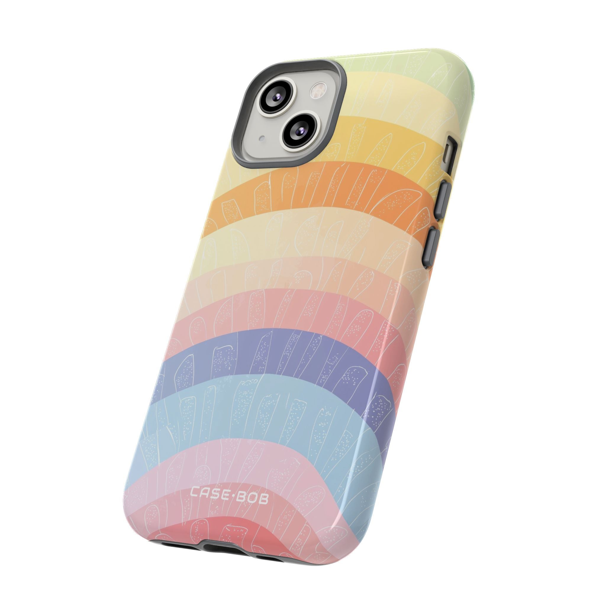 Pastel Rainbow Bands iPhone 14 Skal - Tough