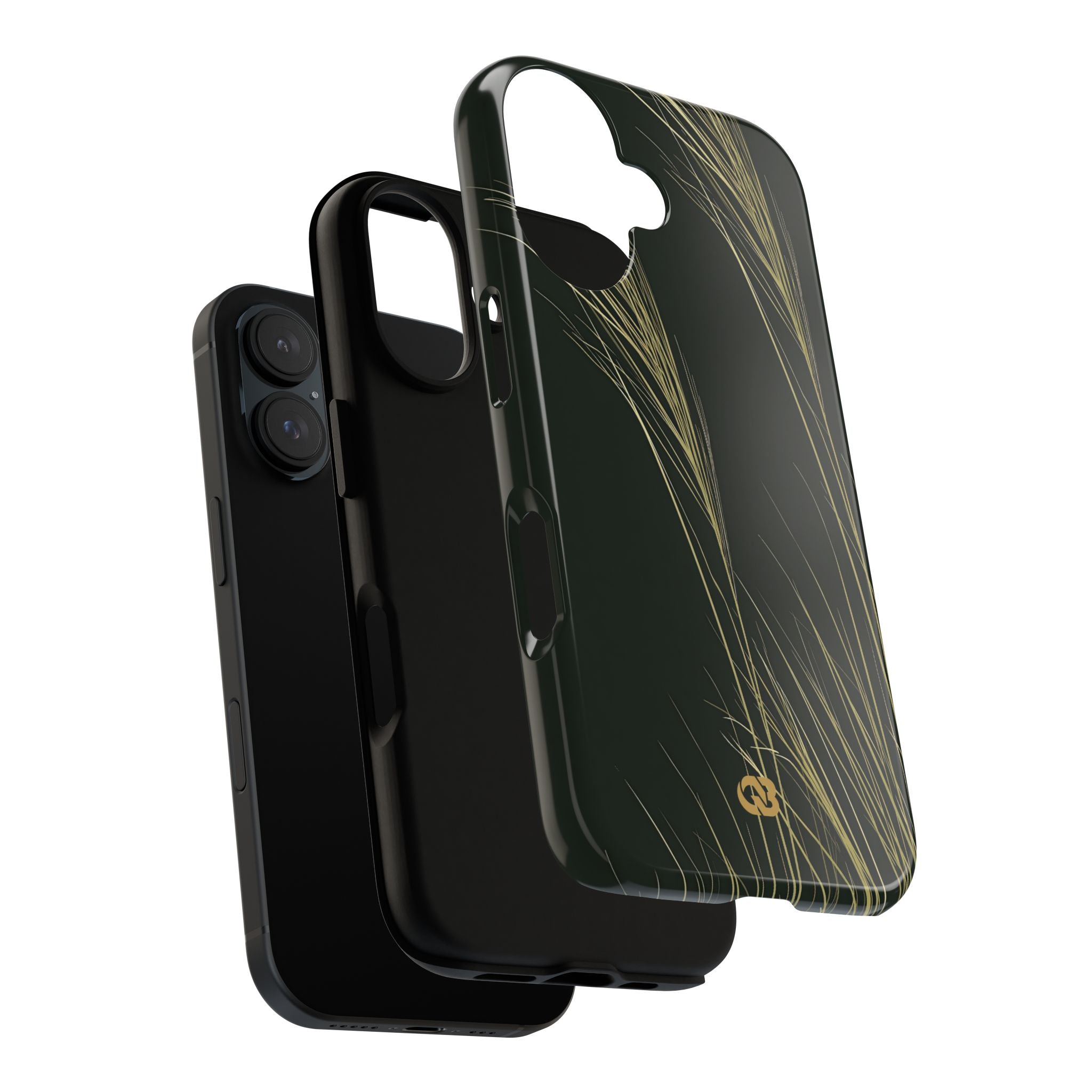 Green Tough Phone Case for iPhone - Midnight Gilded Grass