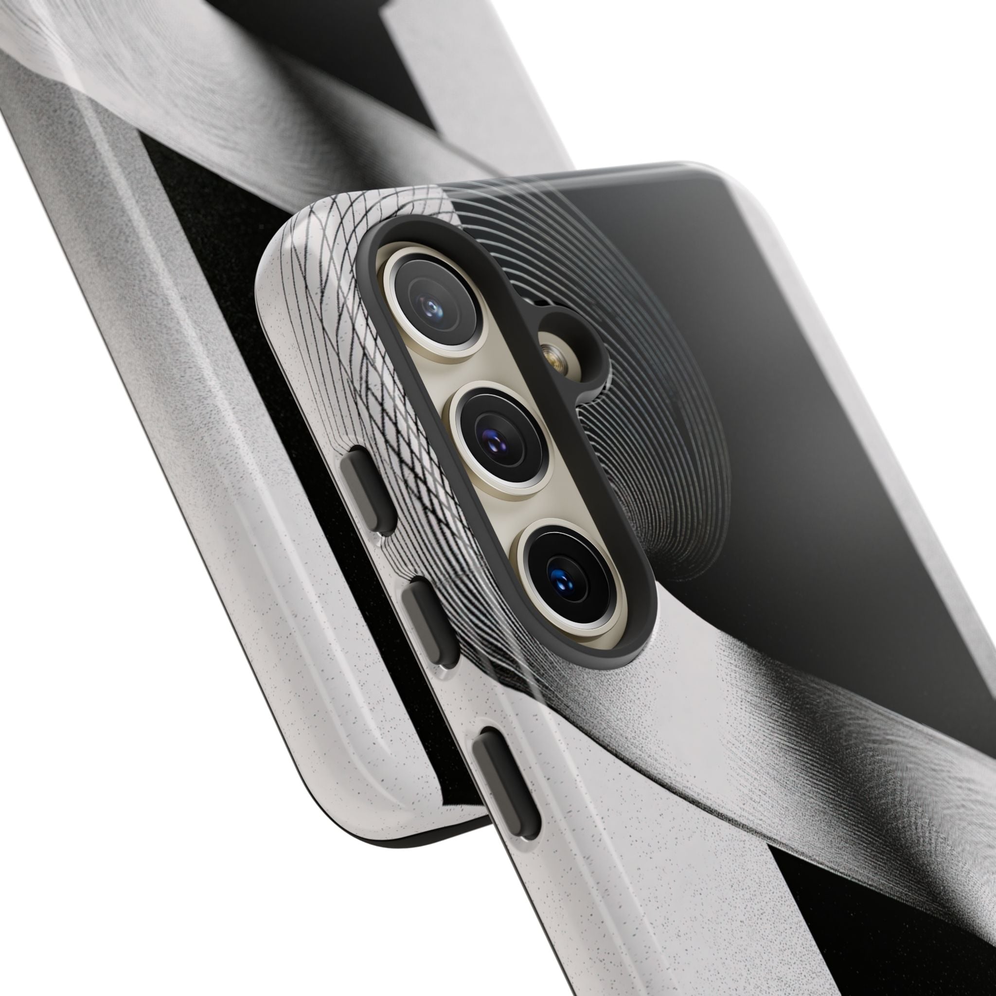 Grey Tough Phone Case for Samsung - Obsidian Moiré Wave