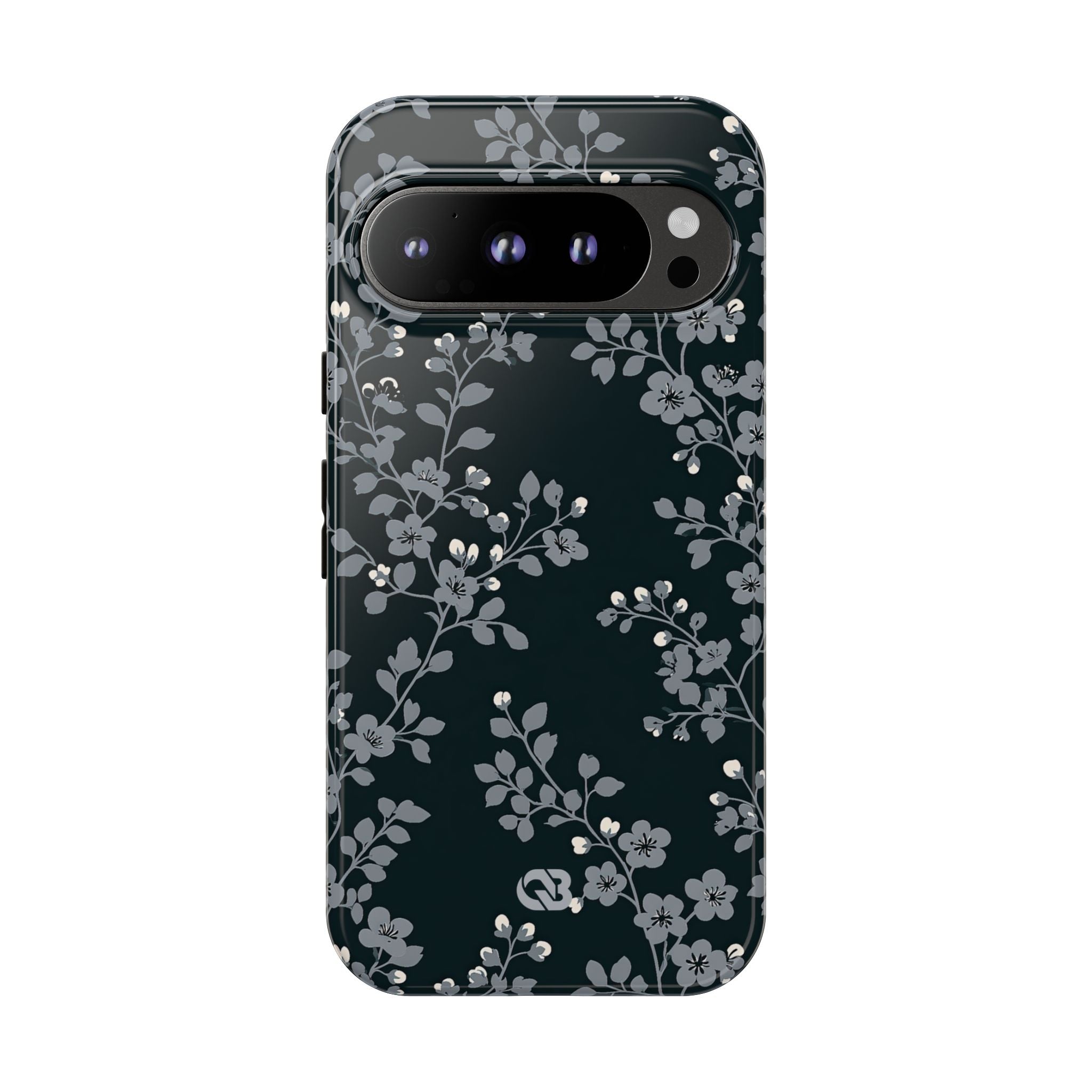 Black Tough Phone Case for Google Pixel - Midnight Slate Blossom