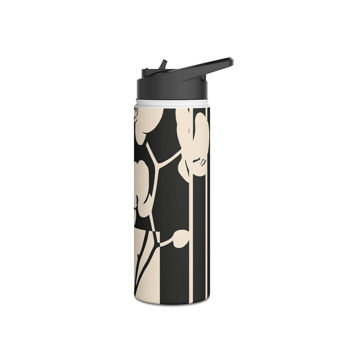 Geometric Orchid Bloom · Insulated Water Bottle · Black