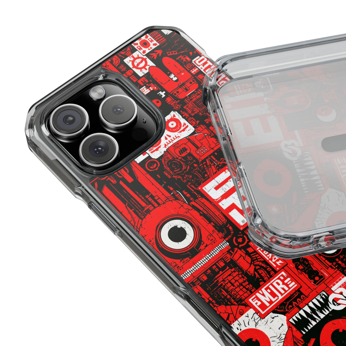 Neo Mecha Collage · Clear Impact Magnetic Phone Case for iPhone · Red