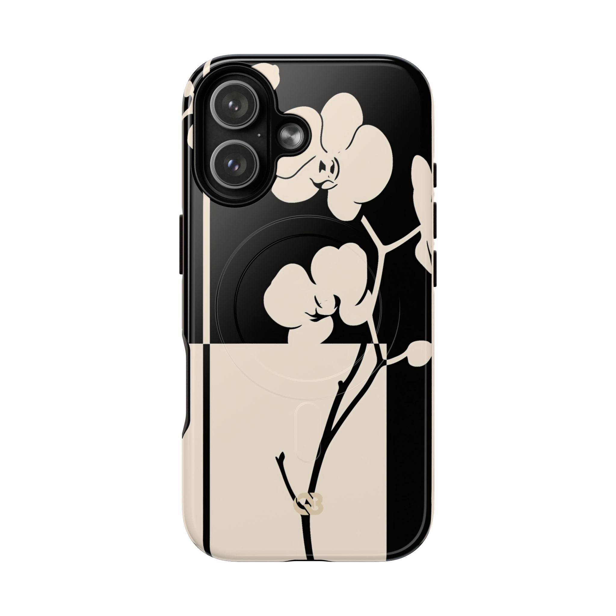 Beige Tough 2.0 Magsafe Phone Case for iPhone - Nocturnal Orchid Frame