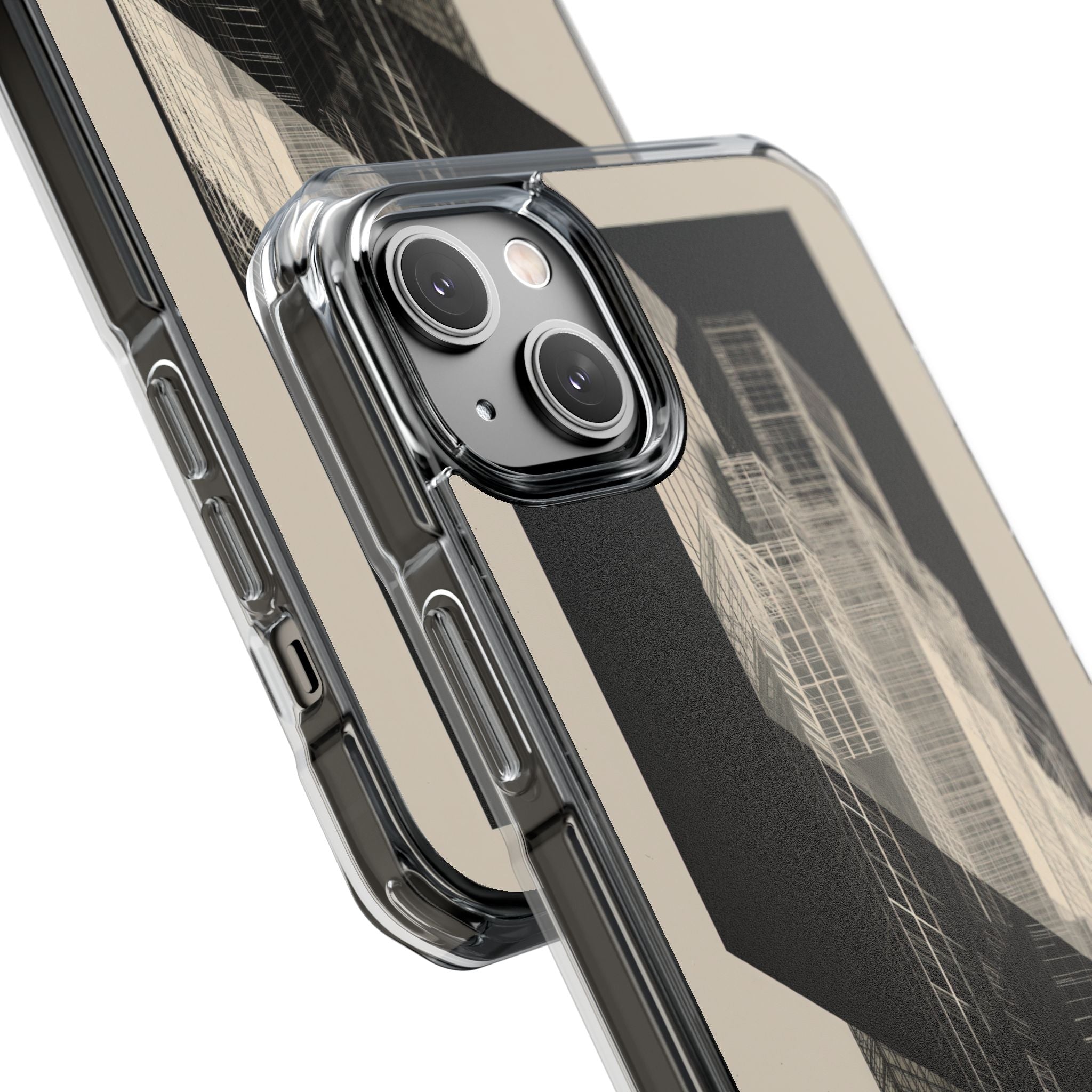 Beige Impact MagSafe Phone Case for iPhone - Monolith Urban Grid