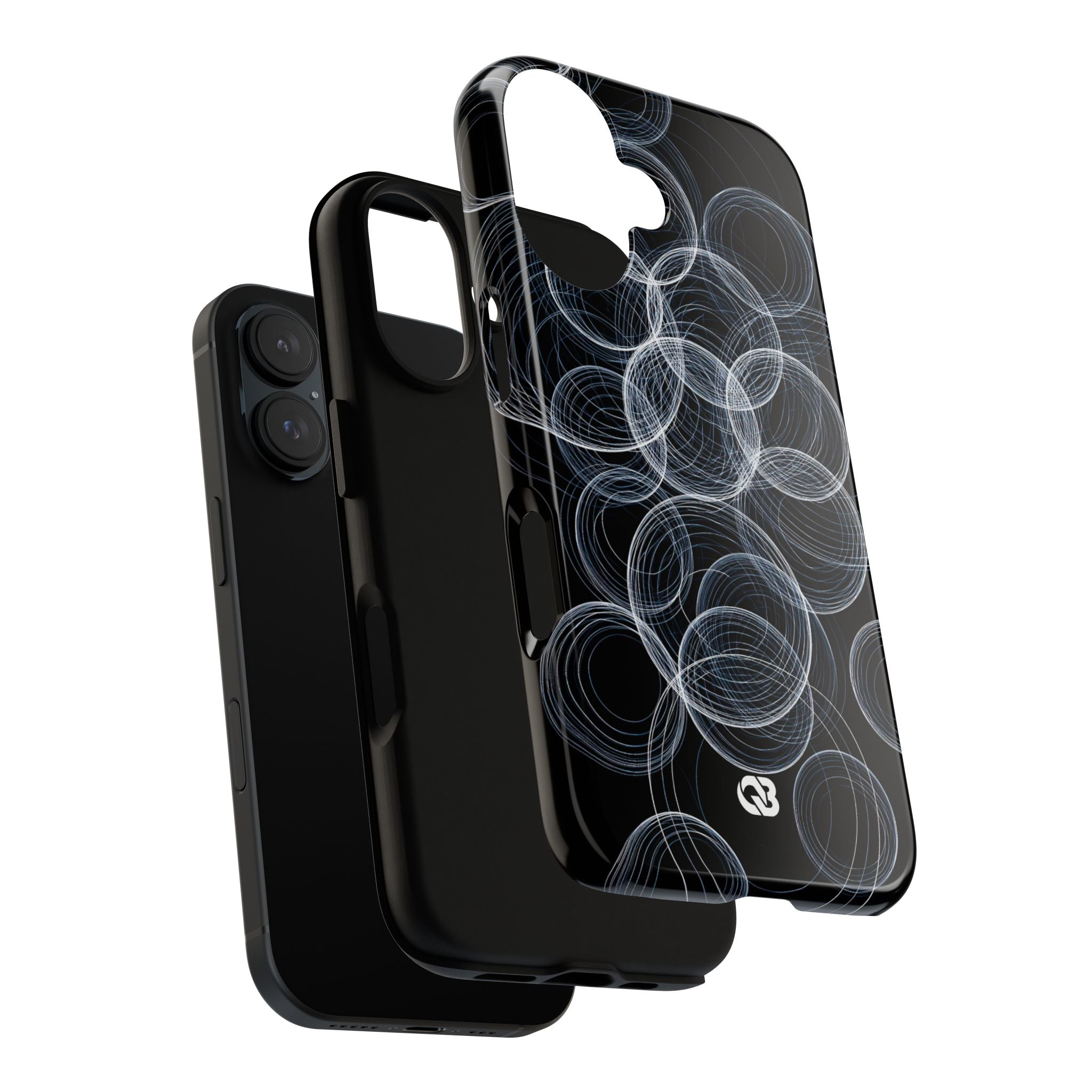 Black Tough Phone Case for iPhone - Frosted Ring Matrix
