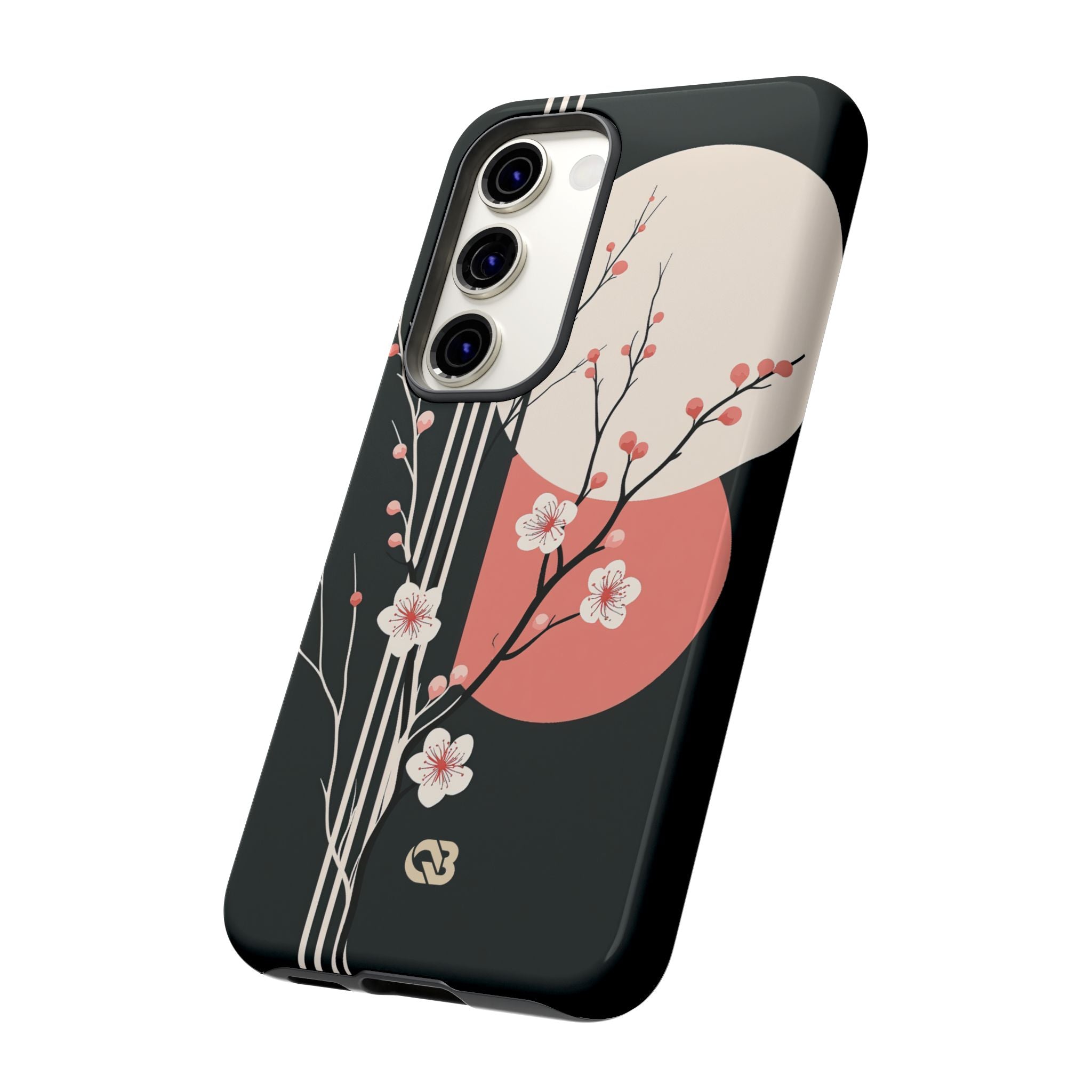 Black Tough Phone Case for Samsung - Kyoto Midnight Blossom