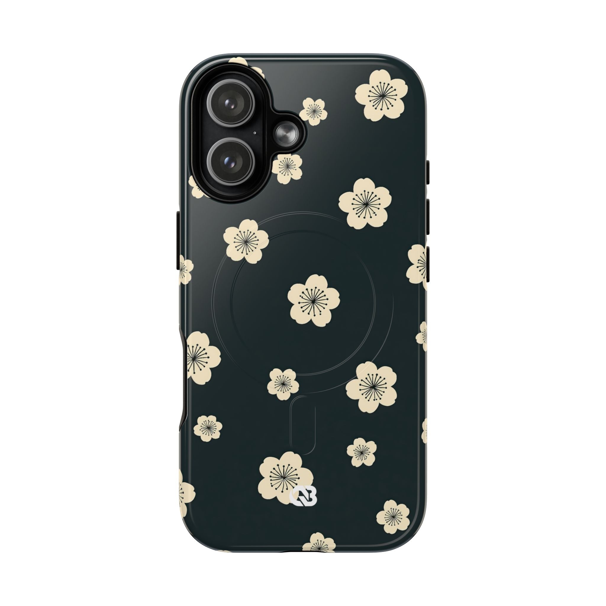 Teal Tough 2.0 Magsafe Phone Case for iPhone - Obsidian Cream Petals