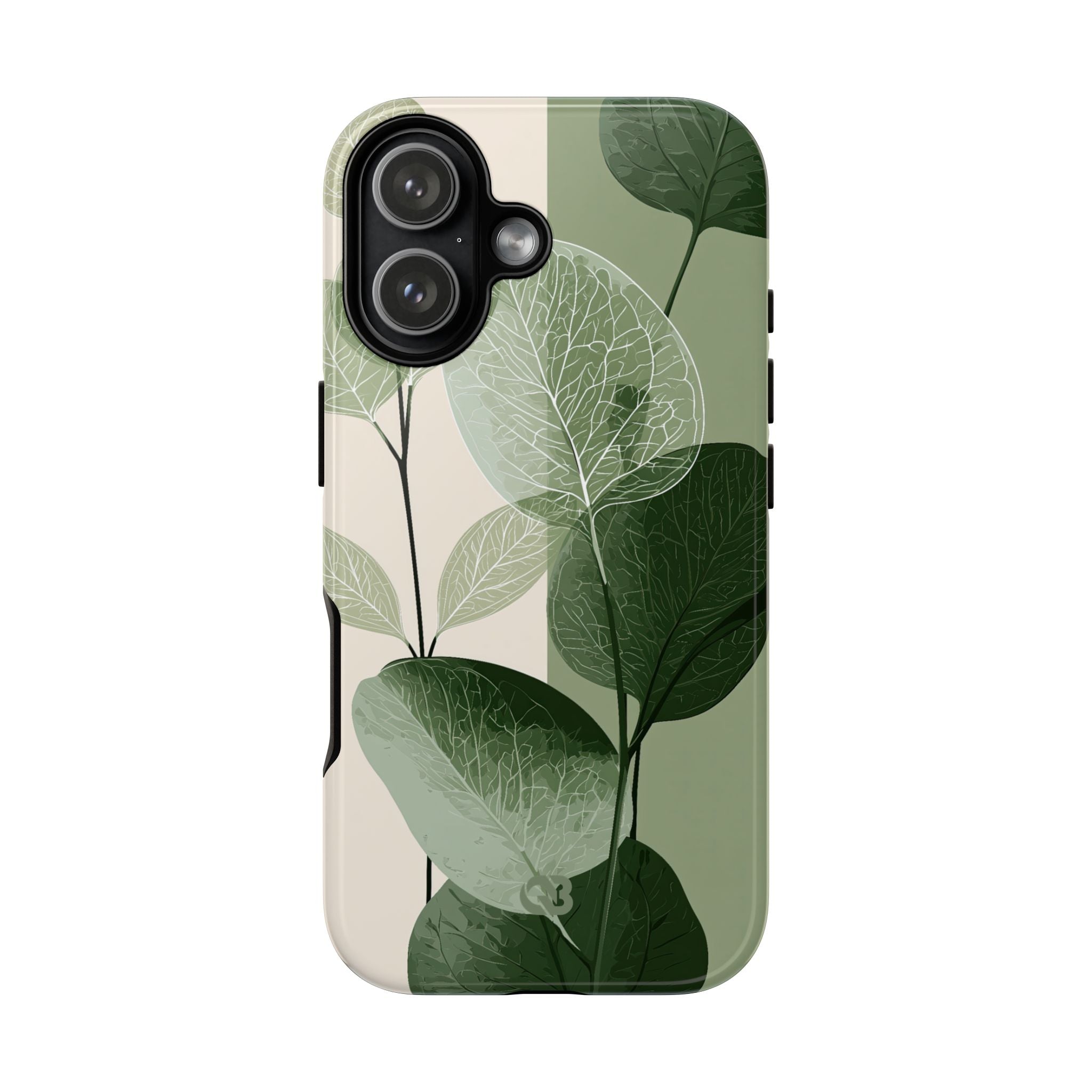Green Tough Phone Case for iPhone - Sage Leaf Skeletals