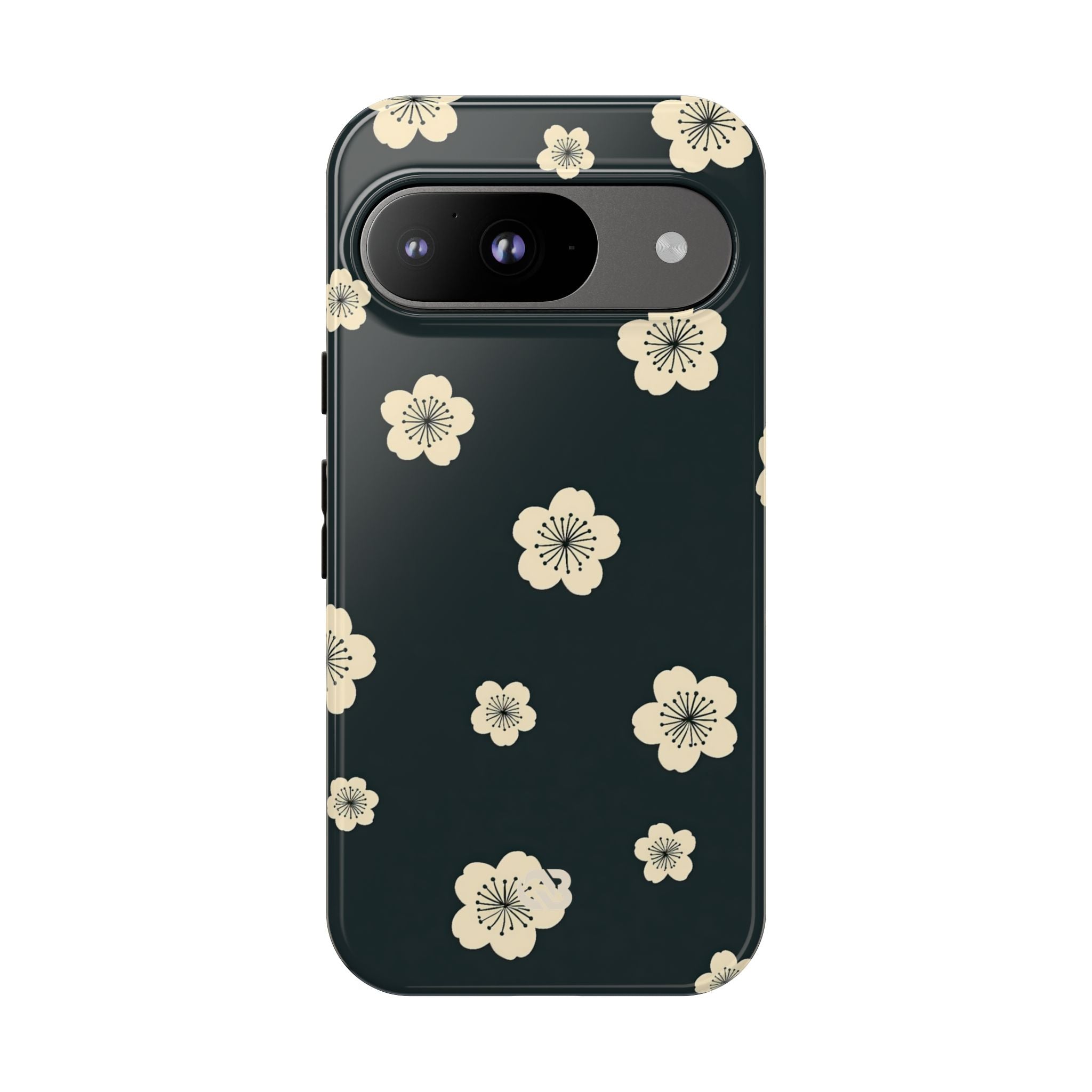 Teal Tough Phone Case for Google Pixel - Obsidian Cream Petals
