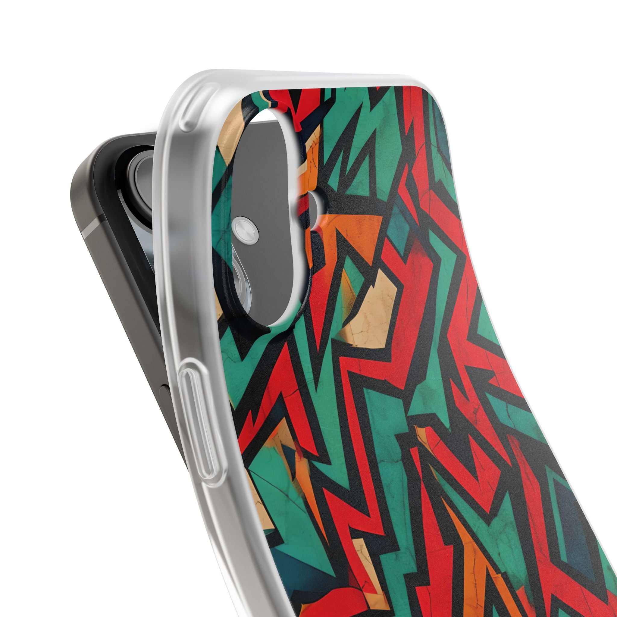 Jagged Teal Static · Soft Phone Case for iPhone