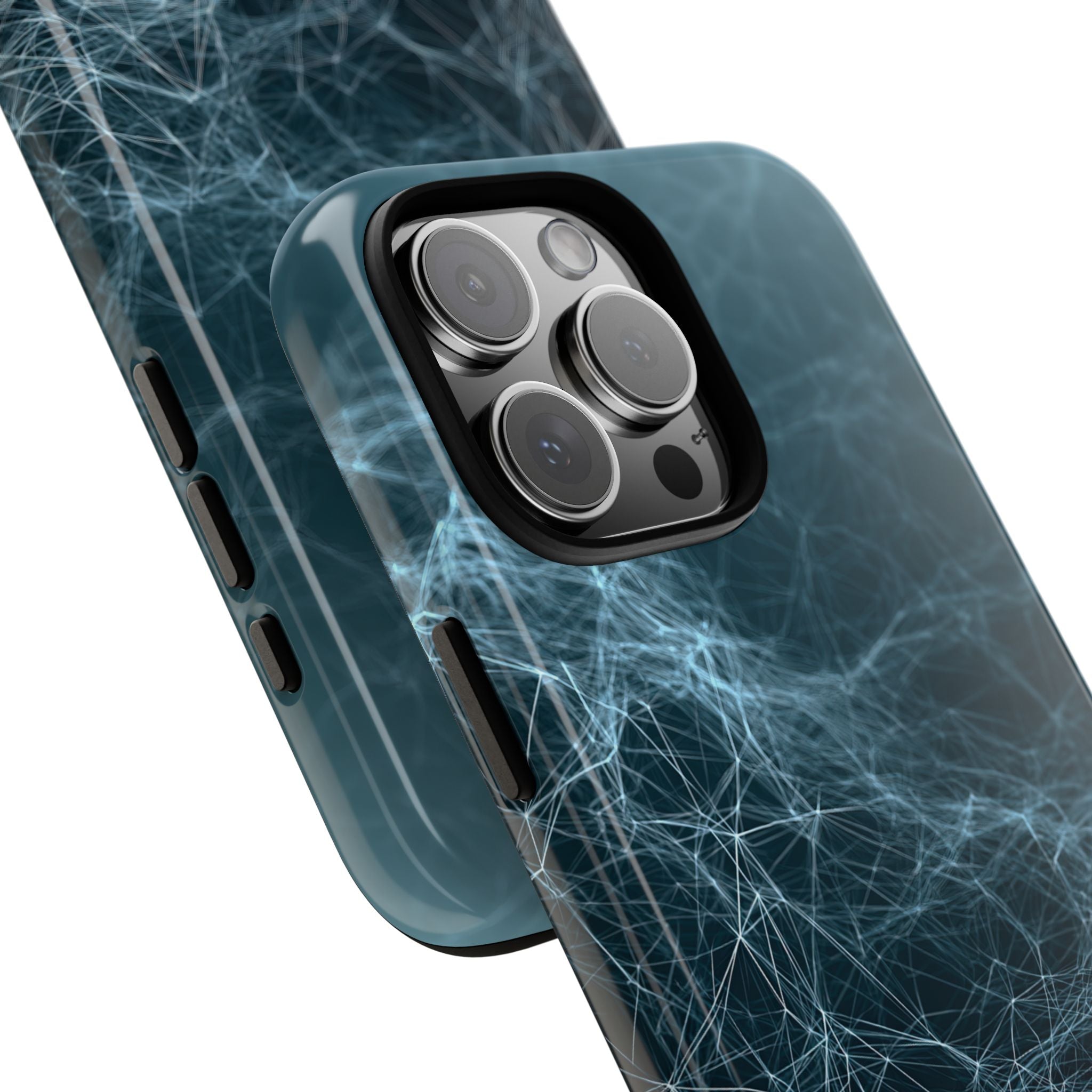 Teal Tough Phone Case for iPhone - Arctic Neural Mesh