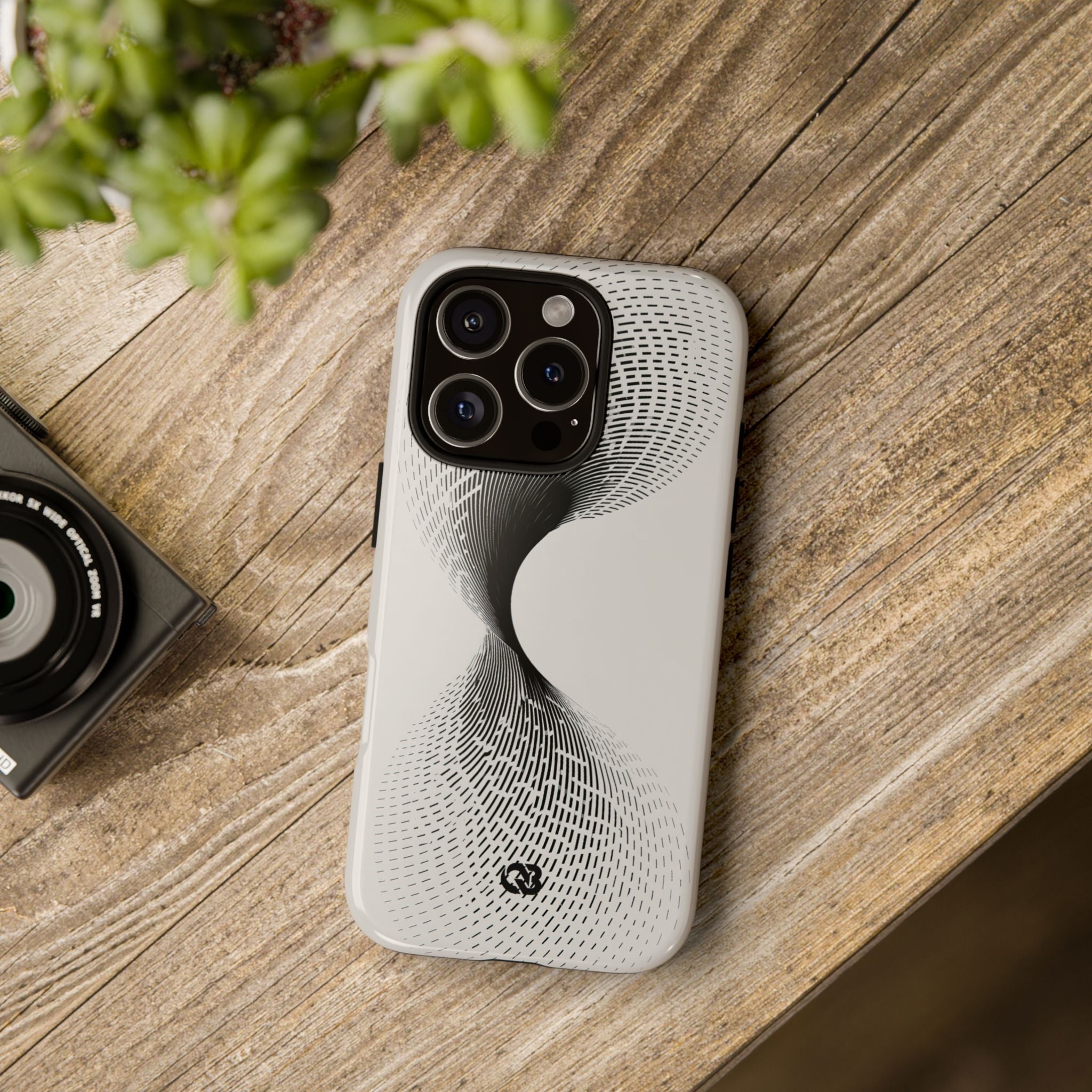 White Tough Phone Case for iPhone - Linear Torsion Grid