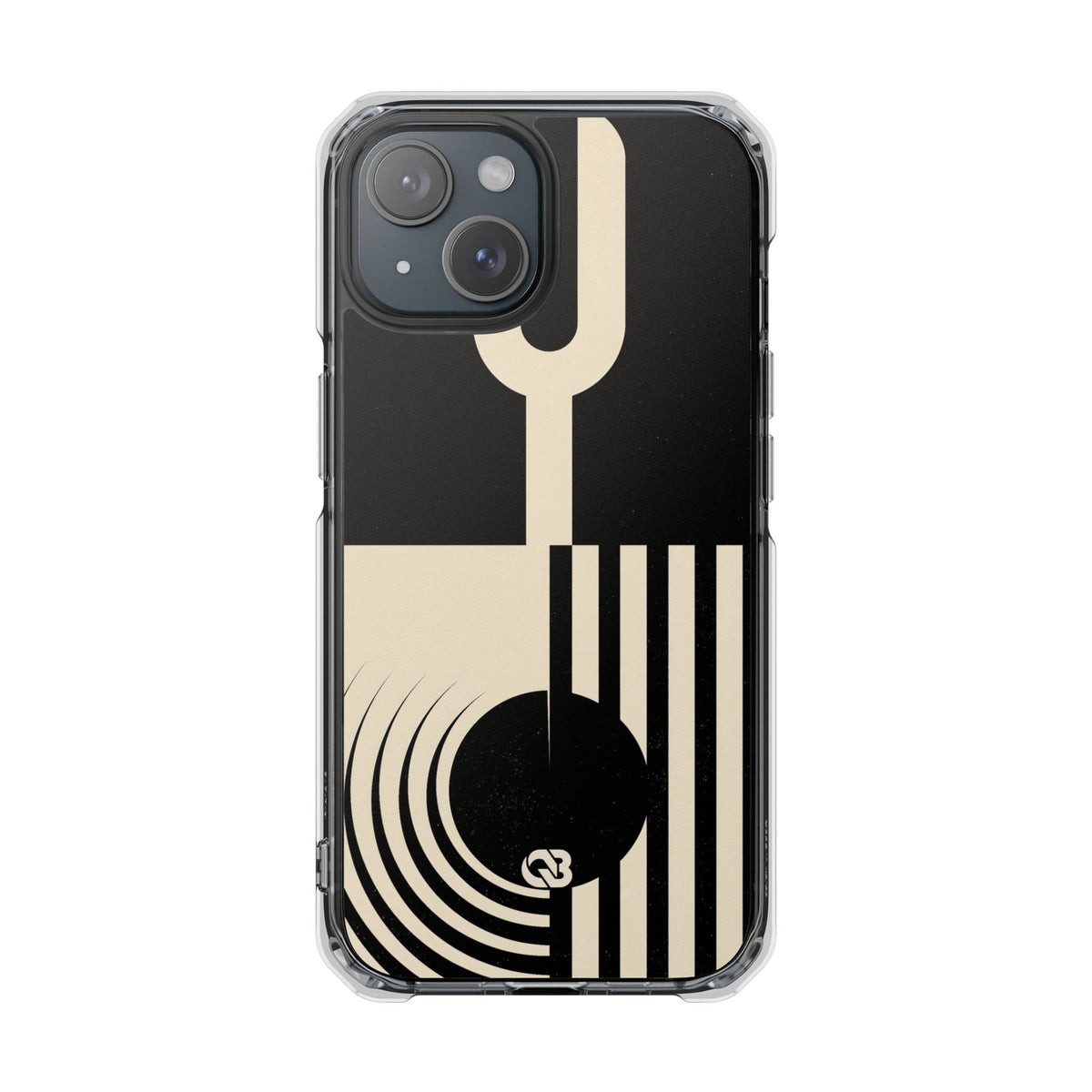 Black Impact MagSafe Phone Case for iPhone - Ivory Signal Grid
